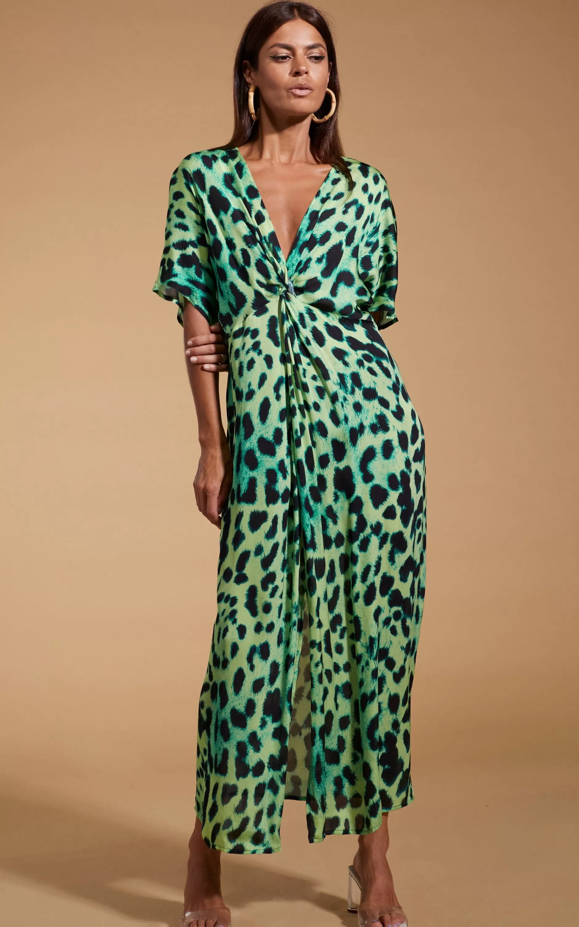 Dancing Leopard Makuna Kaftan In Lime Leopard>Women Dresses