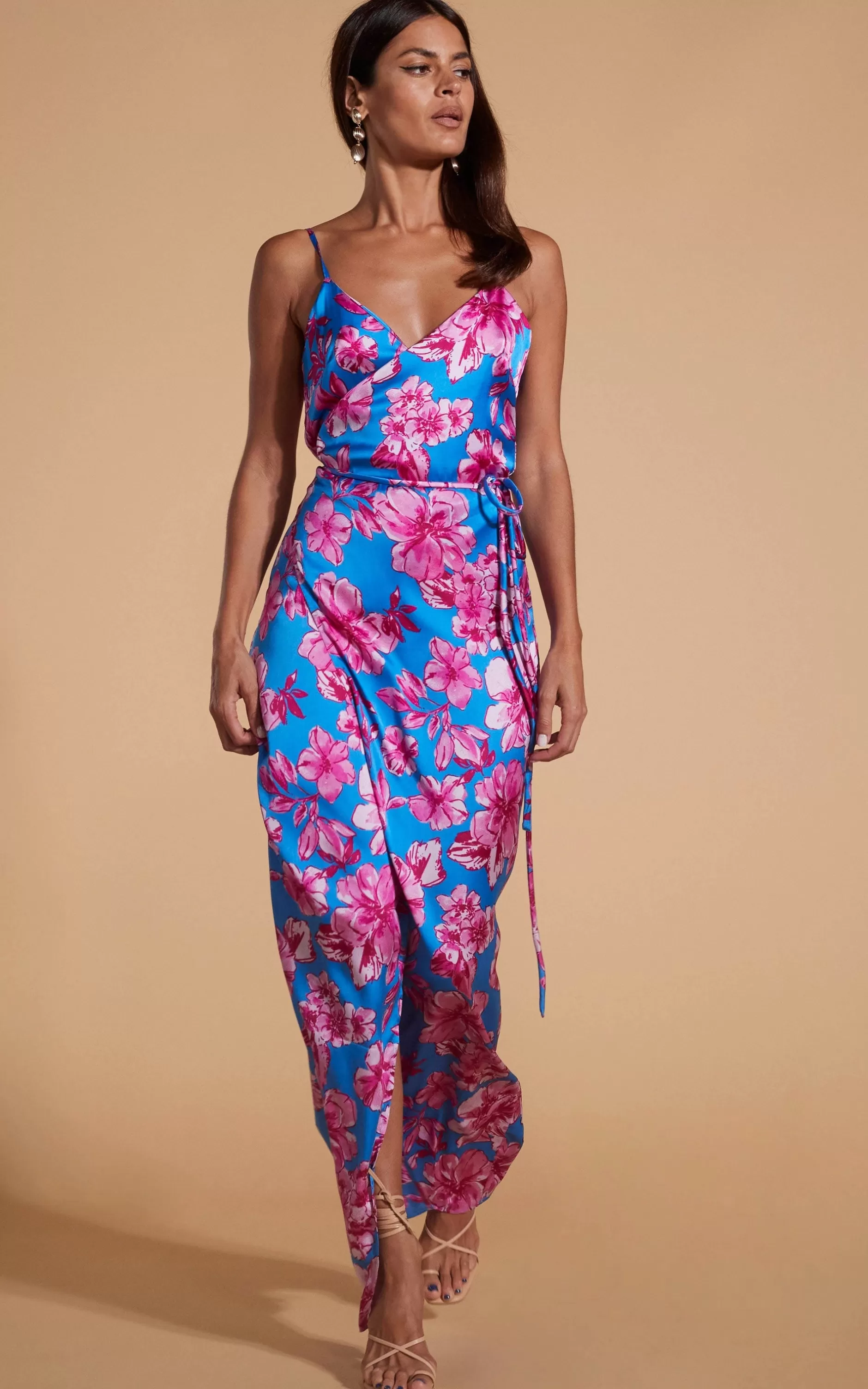 Dancing Leopard Mariah Wrap Dress In Pink & Blue Floral>Women Dresses