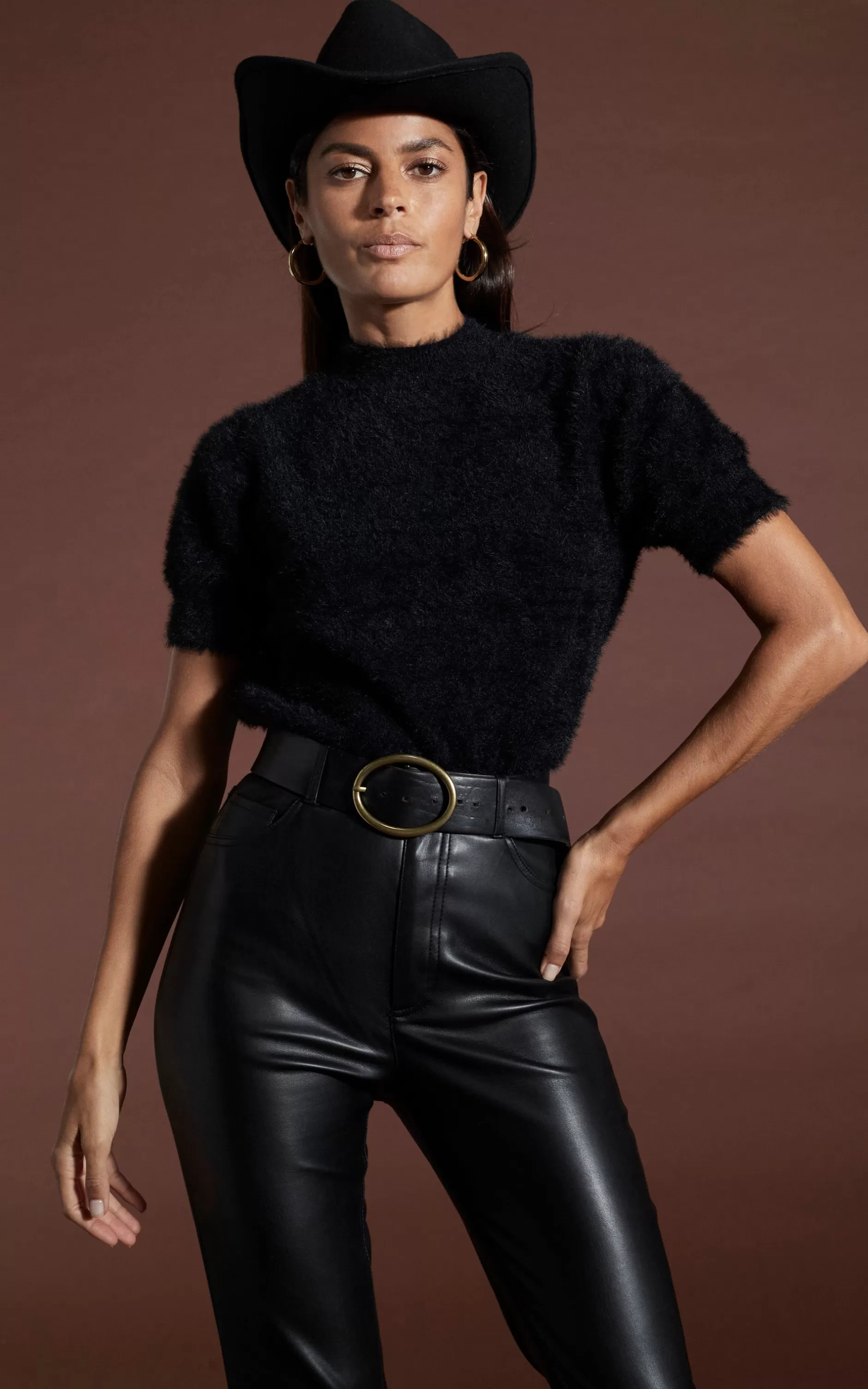 Dancing Leopard Millie Cropped Knit Top In Black>Women Tops