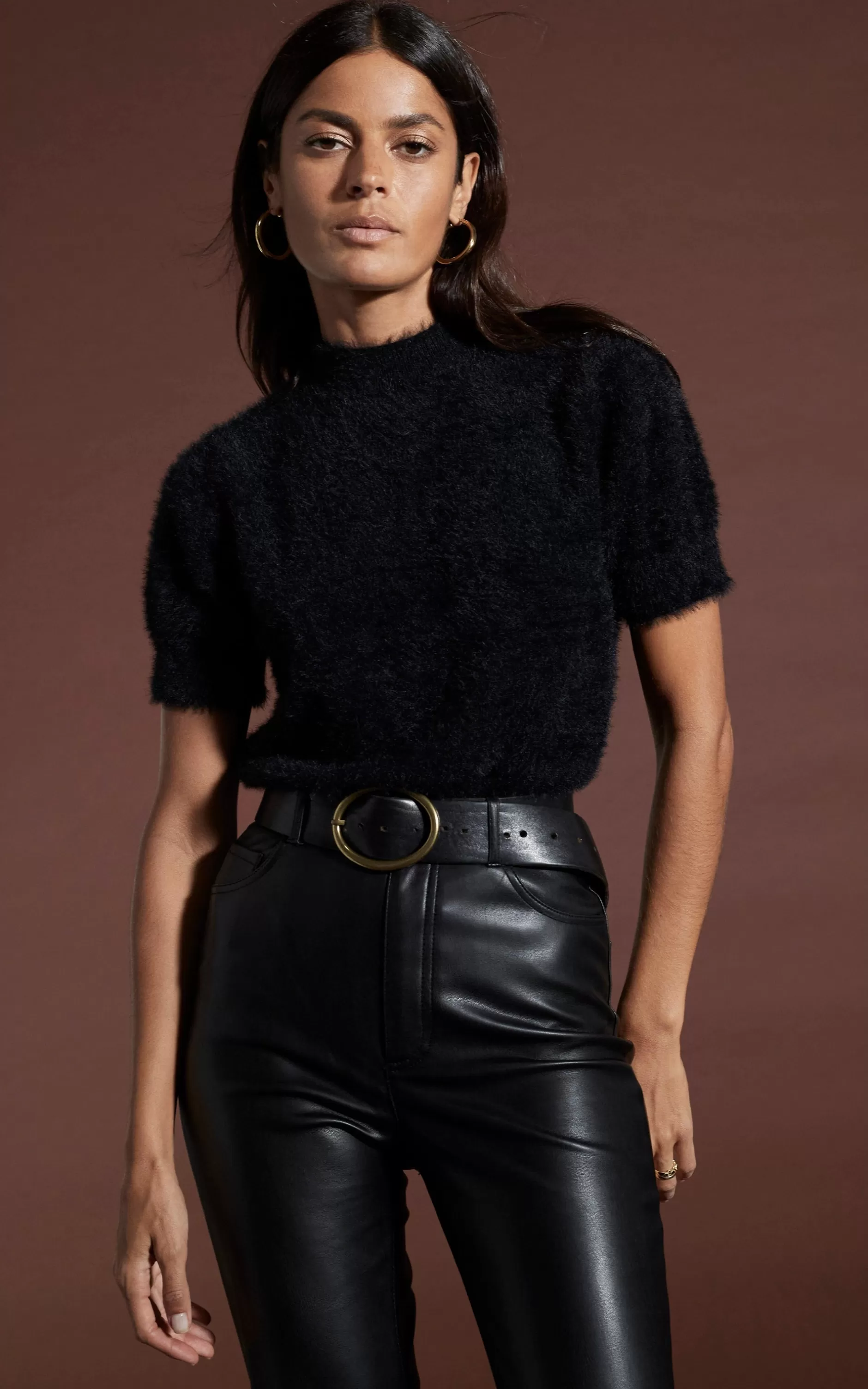 Dancing Leopard Millie Cropped Knit Top In Black>Women Tops