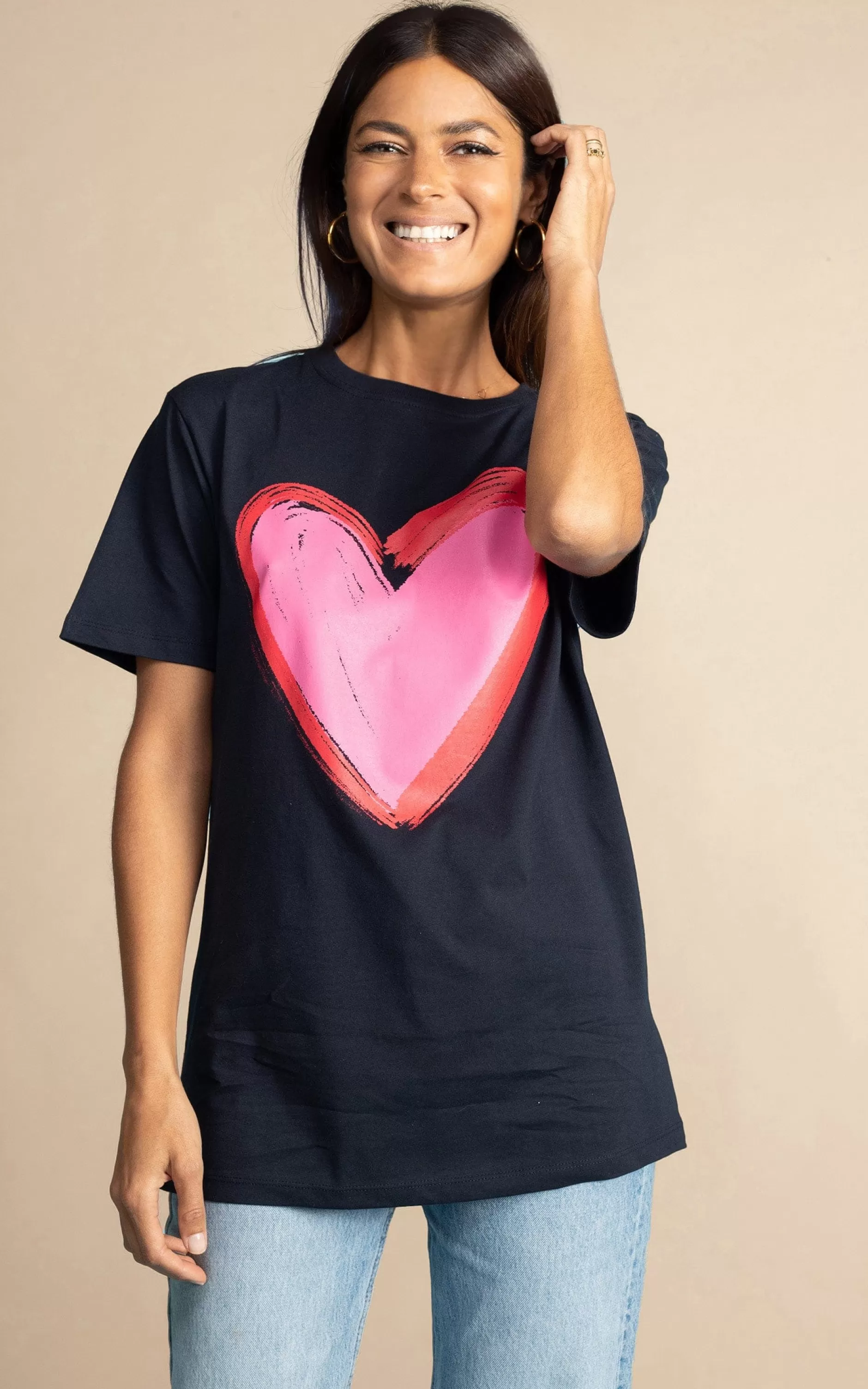 Dancing Leopard Navy Heart Charity T-Shirt For Choose Love>Women Tops