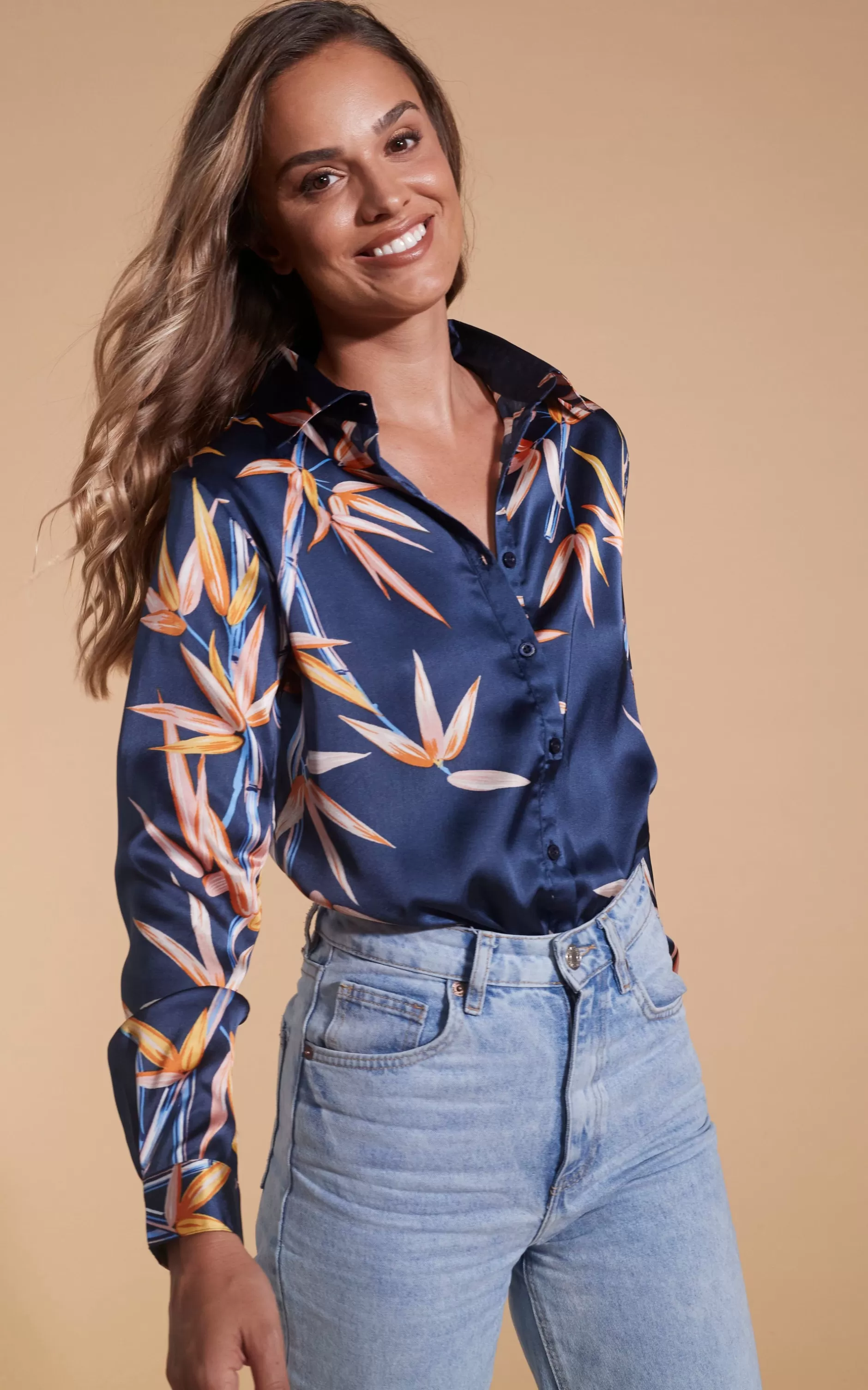 Dancing Leopard Nevada Satin Shirt In Bamboo>Women Shirts