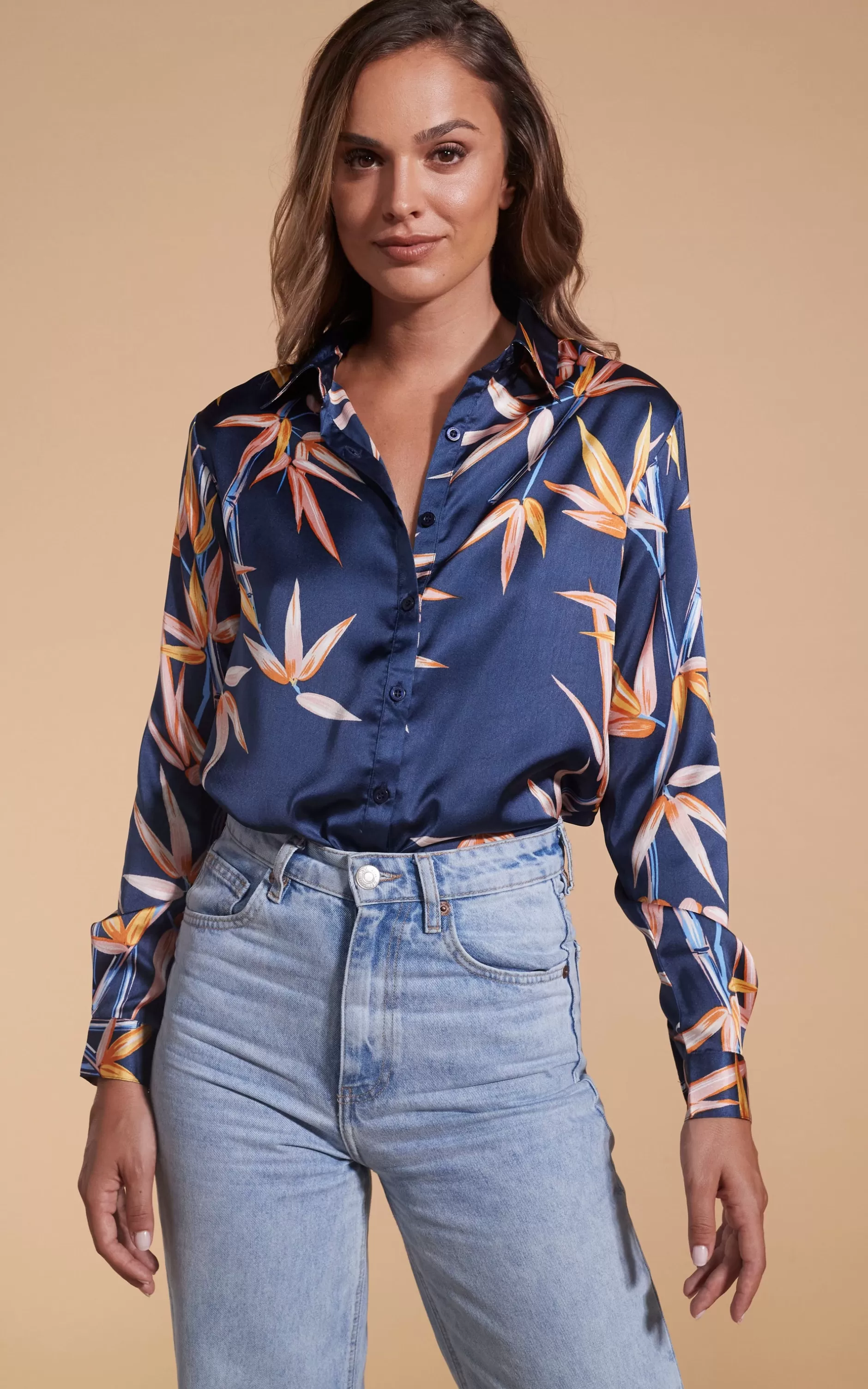 Dancing Leopard Nevada Satin Shirt In Bamboo>Women Shirts