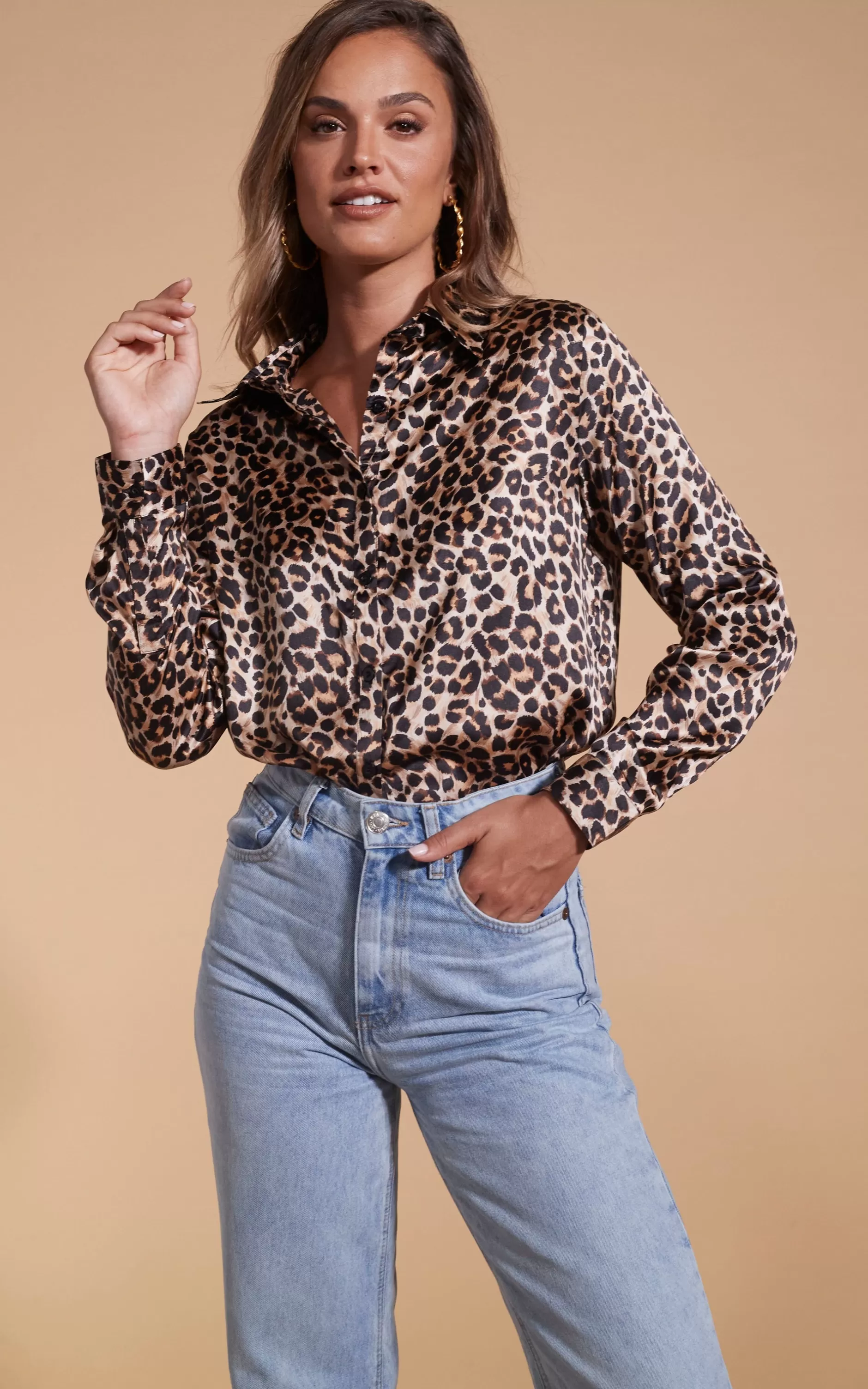 Dancing Leopard Nevada Satin Shirt In Rich Leopard>Women Shirts