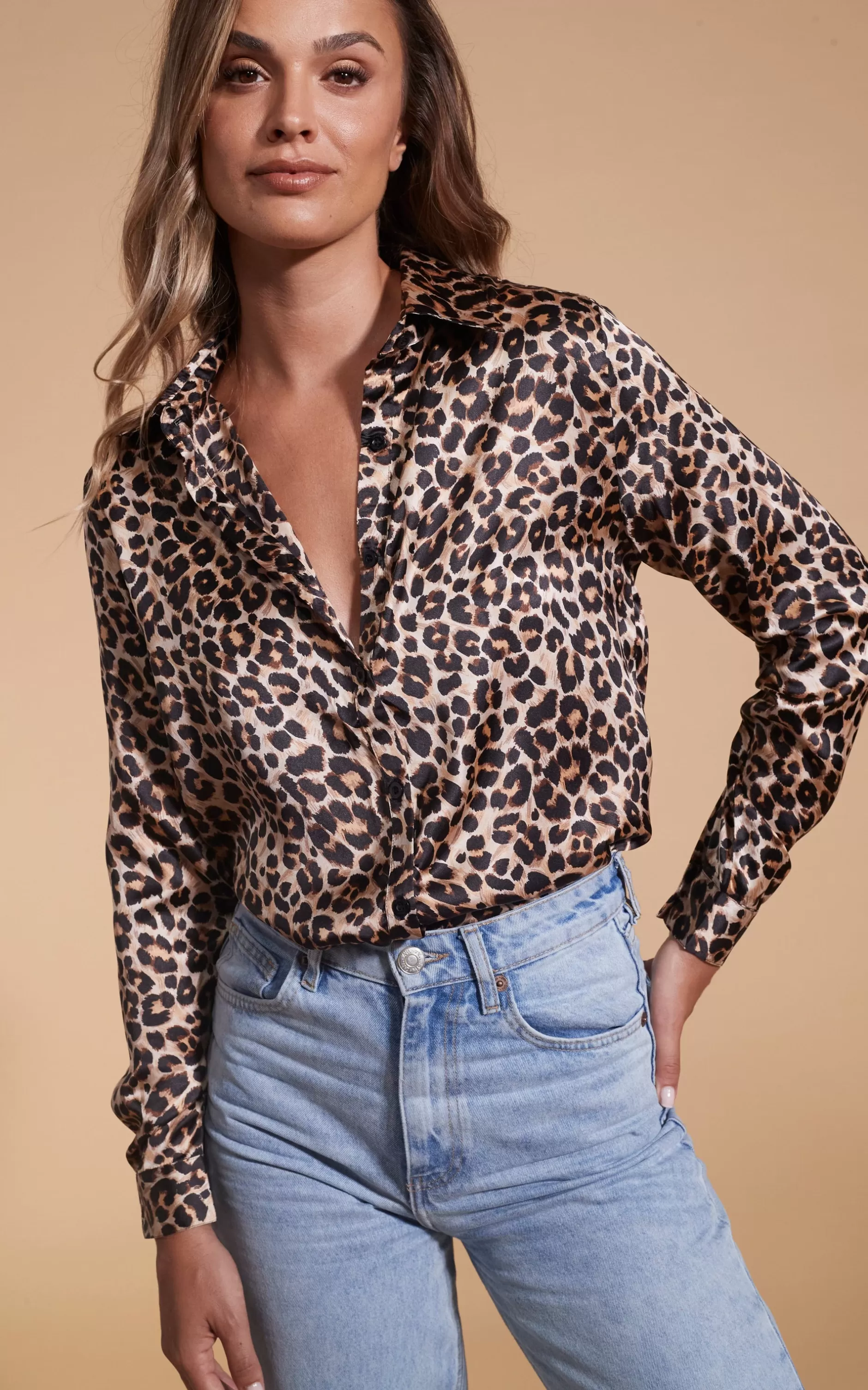 Dancing Leopard Nevada Satin Shirt In Rich Leopard>Women Shirts