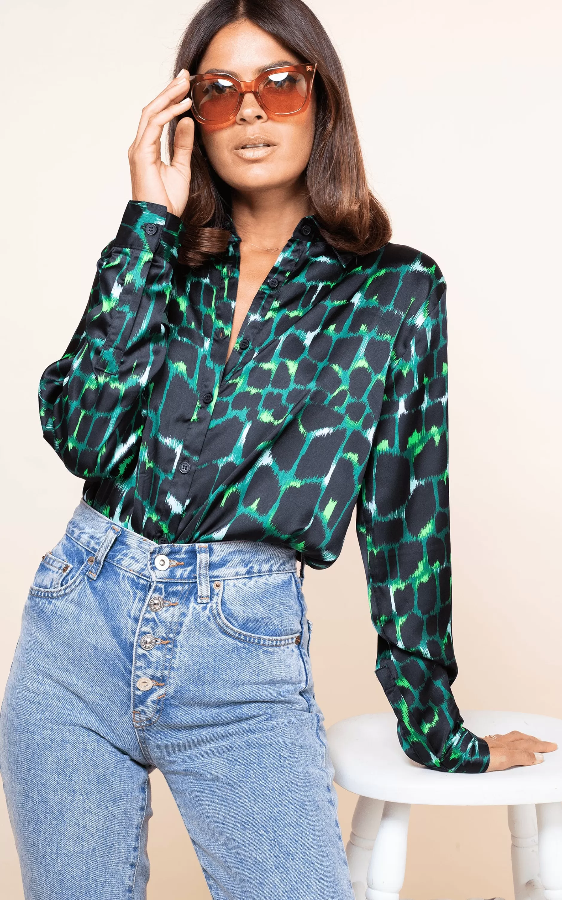Dancing Leopard Nevada Shirt Green Alligator>Women Shirts
