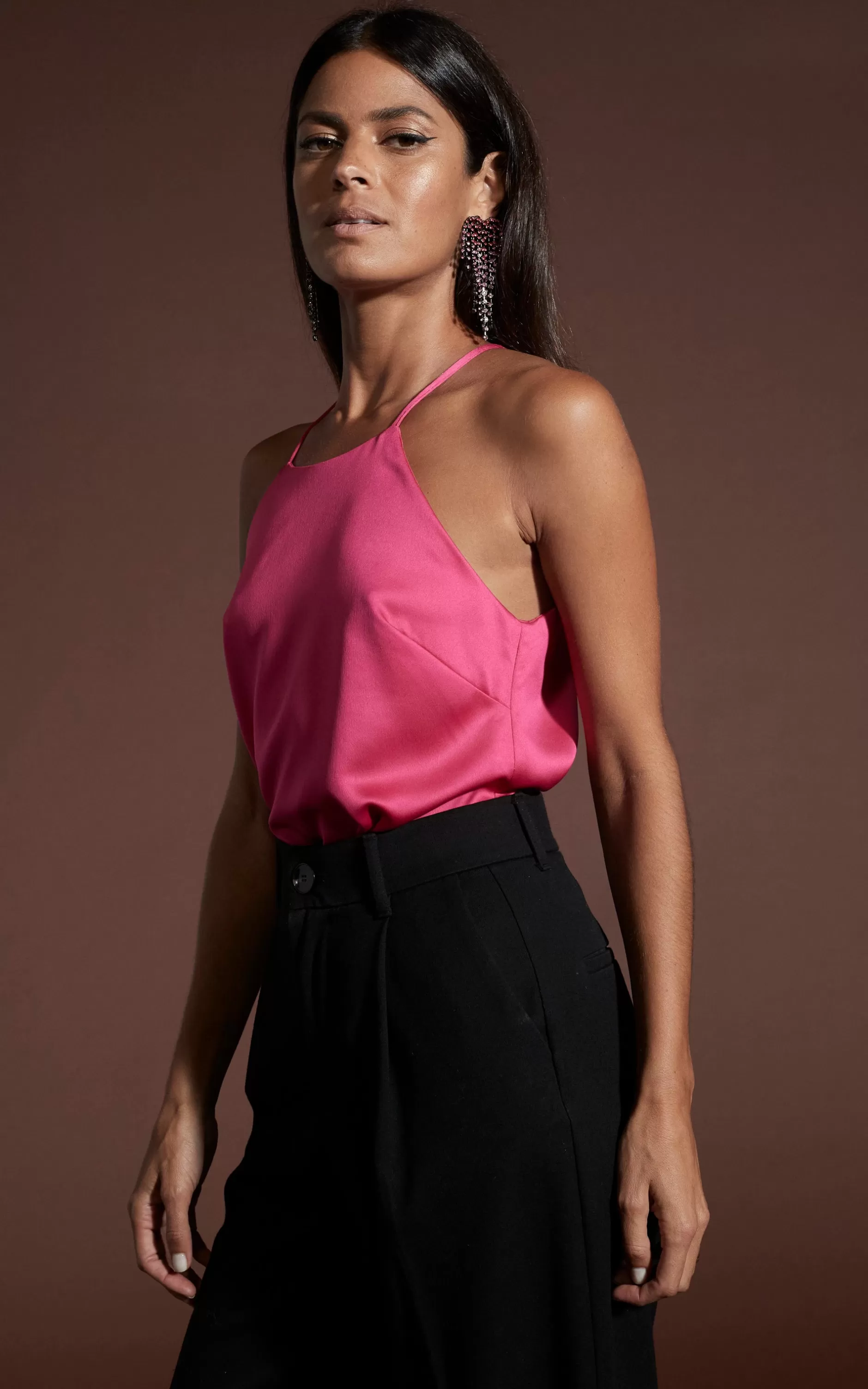 Dancing Leopard Nina Halter Cami Top In Hot Pink>Women Tops