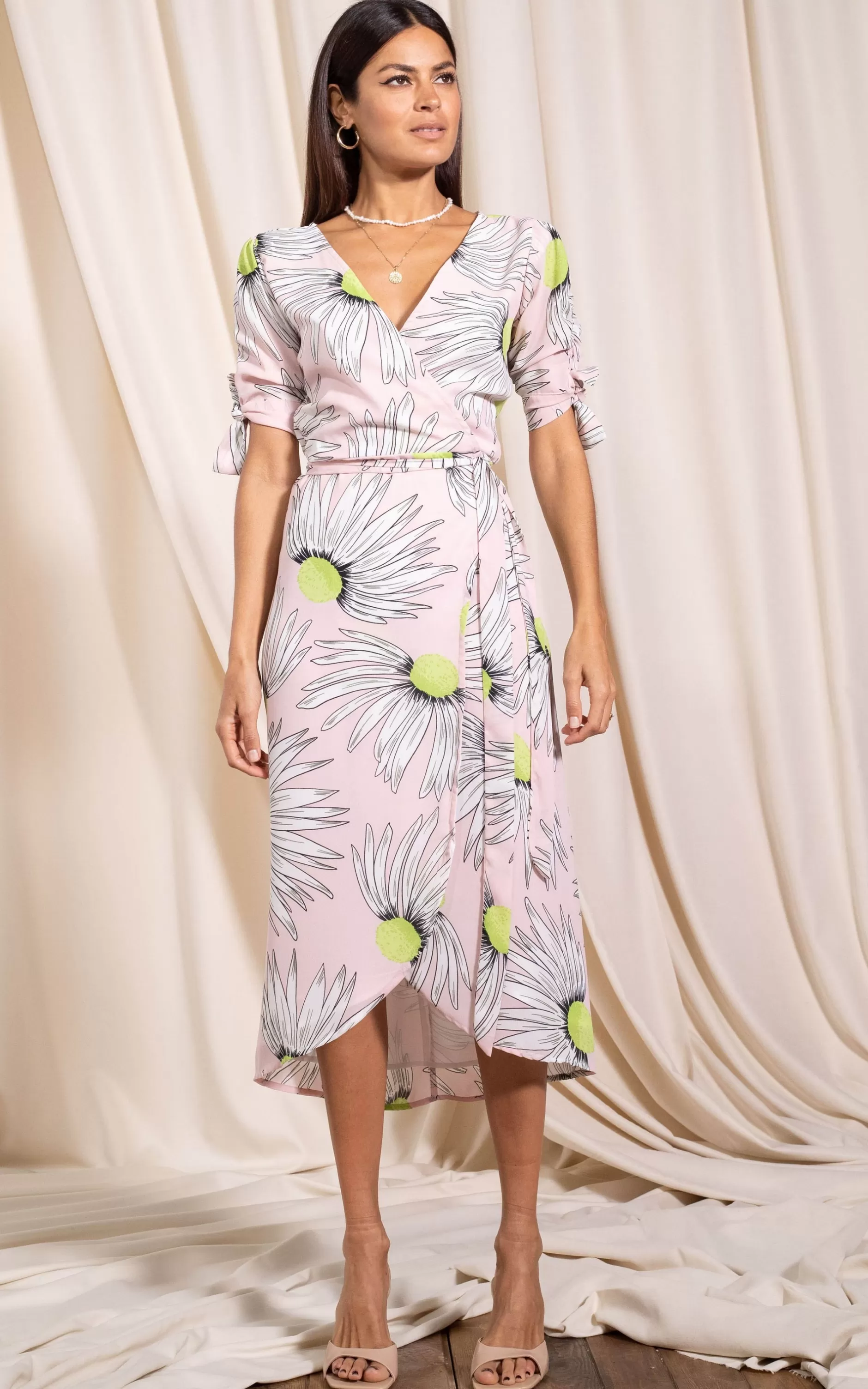 Dancing Leopard Olivera Midi Dress In Pink Echinacea>Women Dresses
