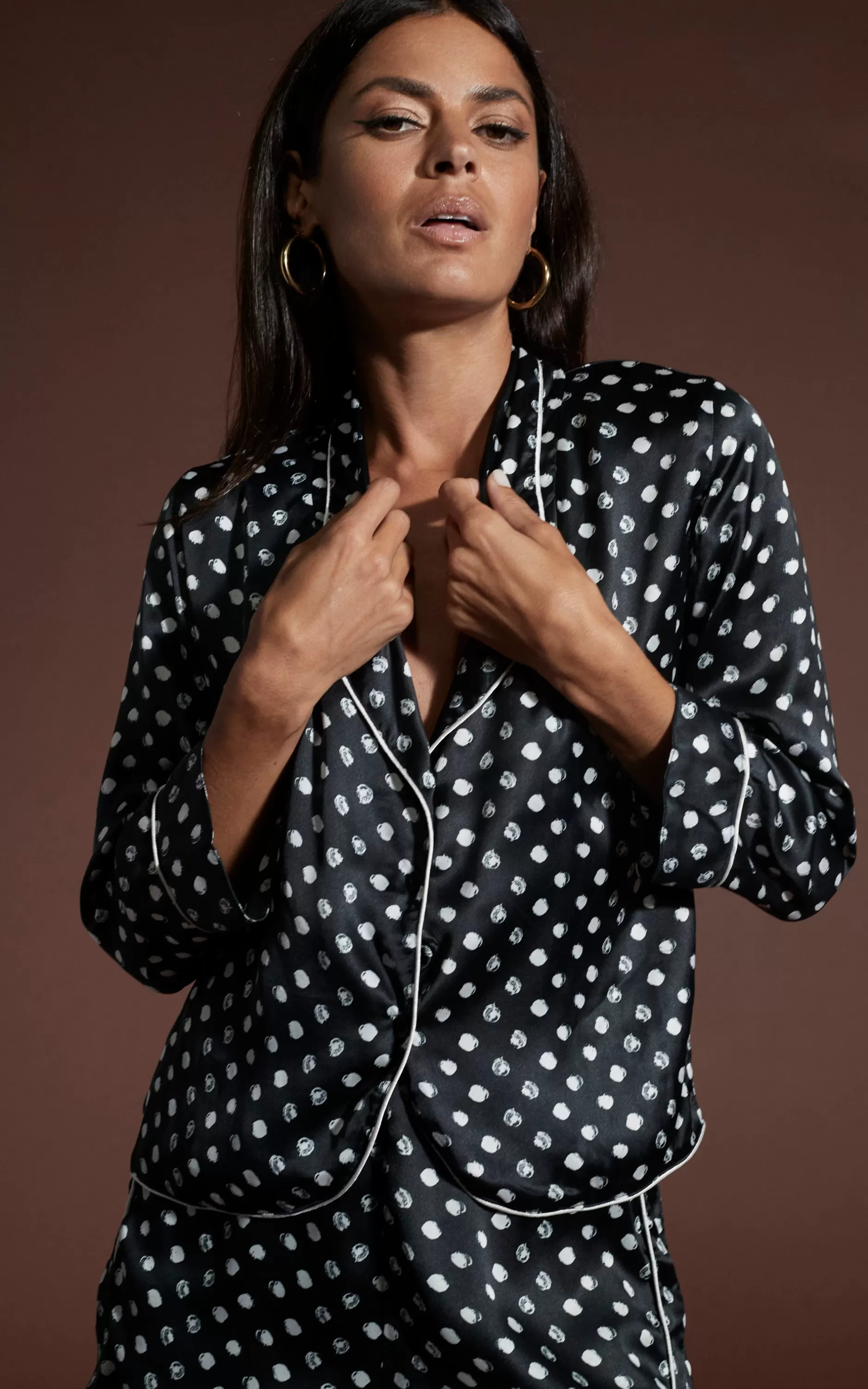 Dancing Leopard Oona Shortie Pj Set In Black Polka Dot>Women Pyjamas