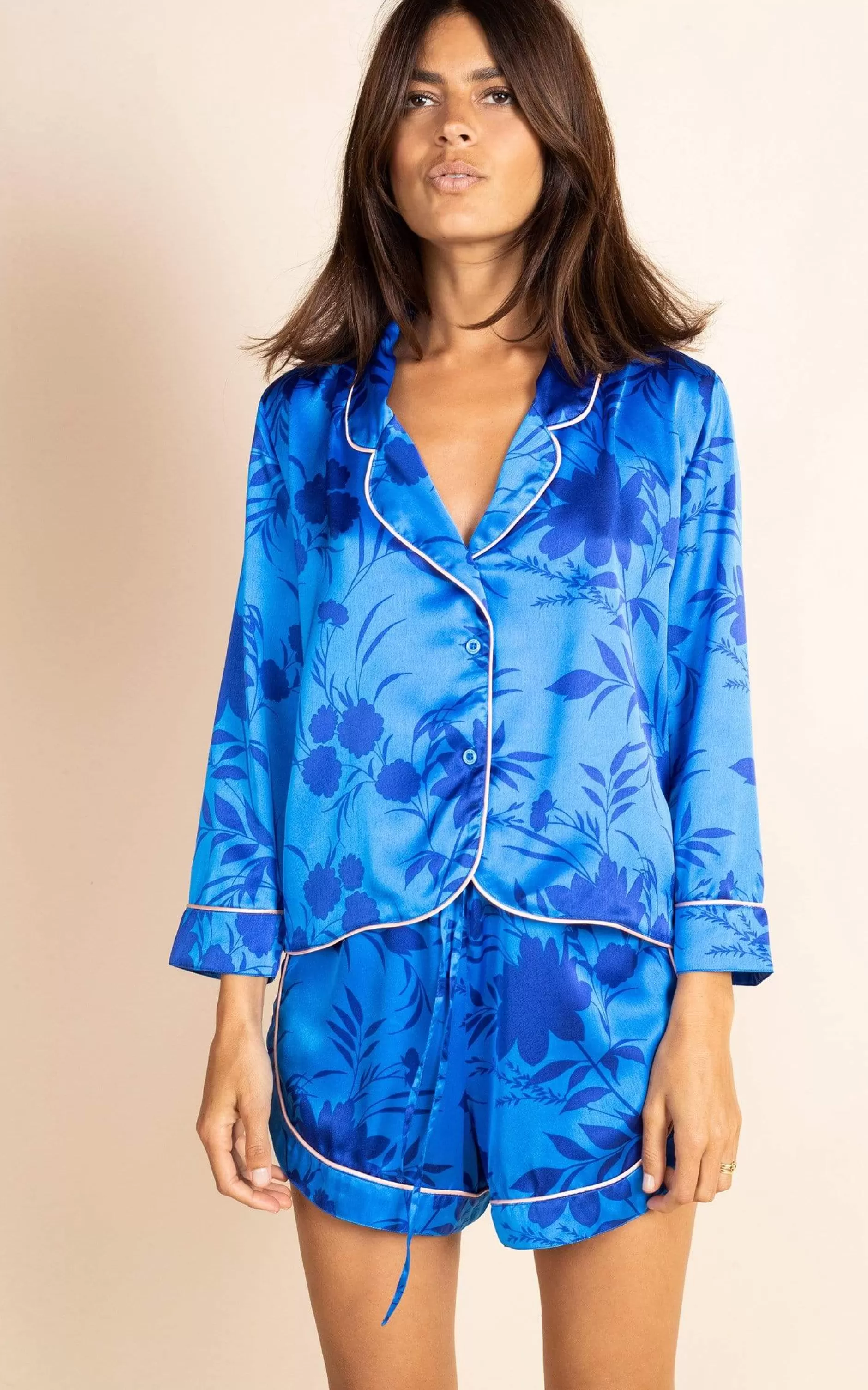 Dancing Leopard Oona Shortie Pj Set In Silhouette Light Blue>Women Pyjamas