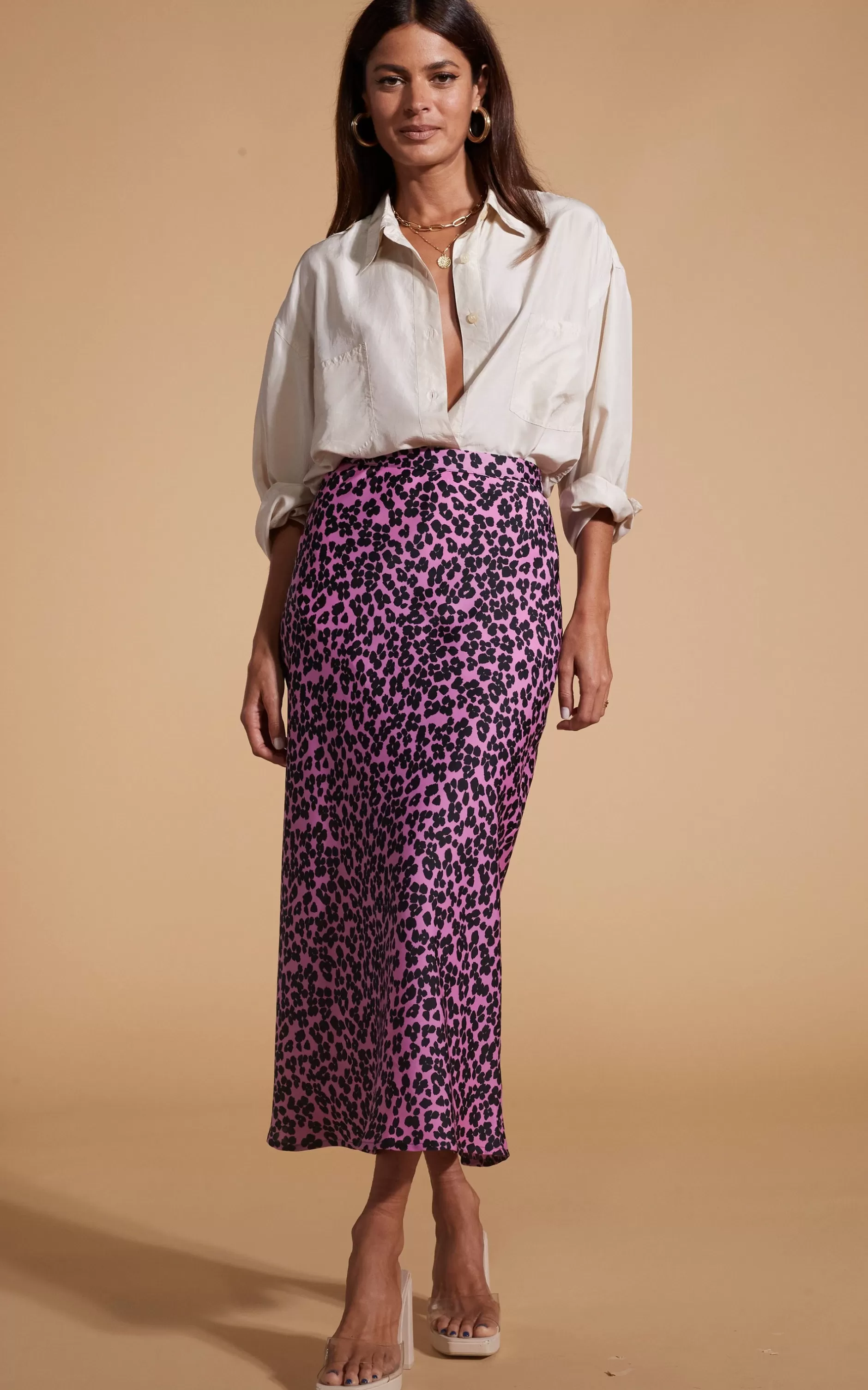 Dancing Leopard Renzo Skirt In Black On Pink Leopard>Women Skirts