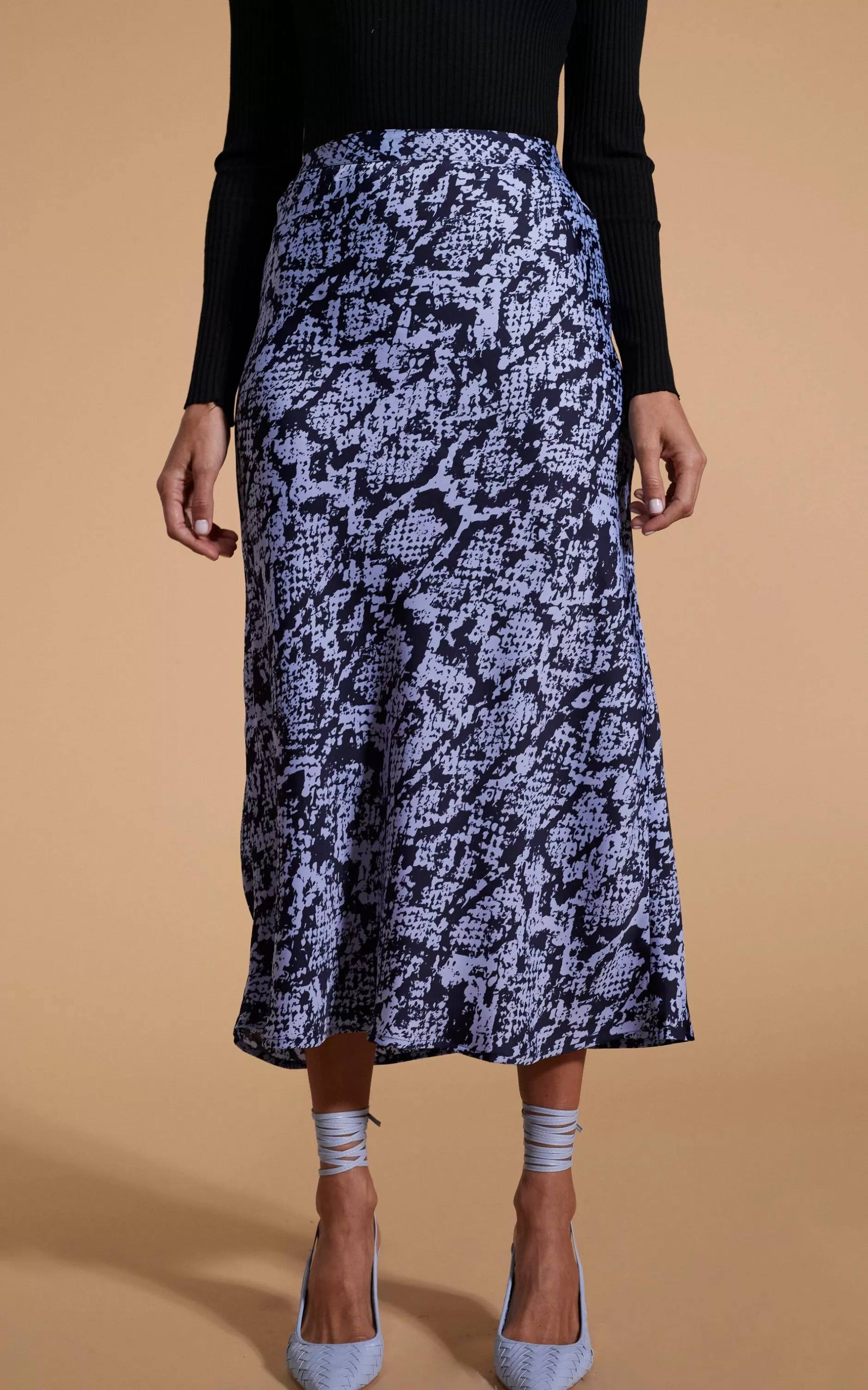 Dancing Leopard Renzo Skirt In Blue On Black Snake>Women Skirts