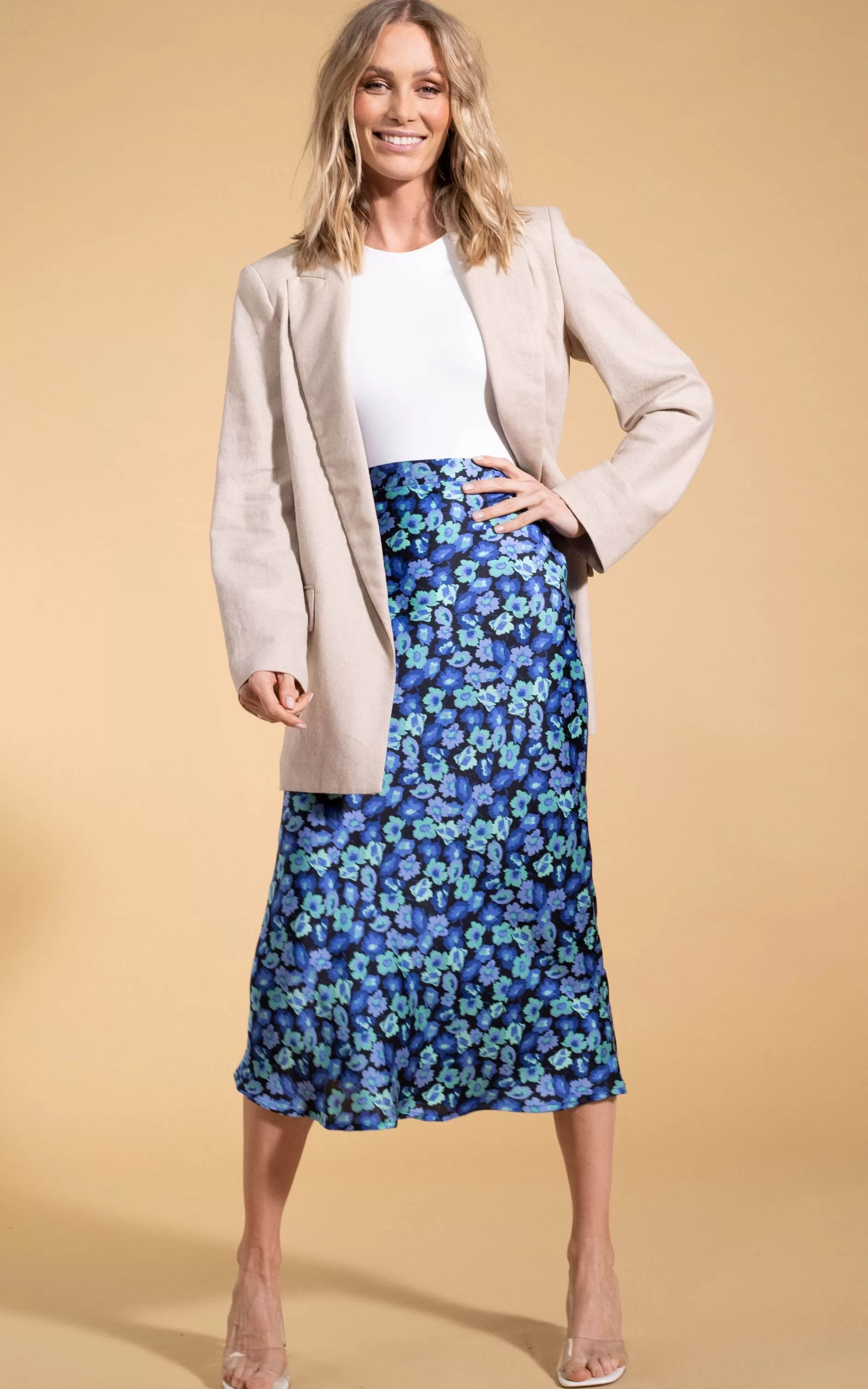 Dancing Leopard Renzo Skirt In Blue 50S Floral>Women Skirts