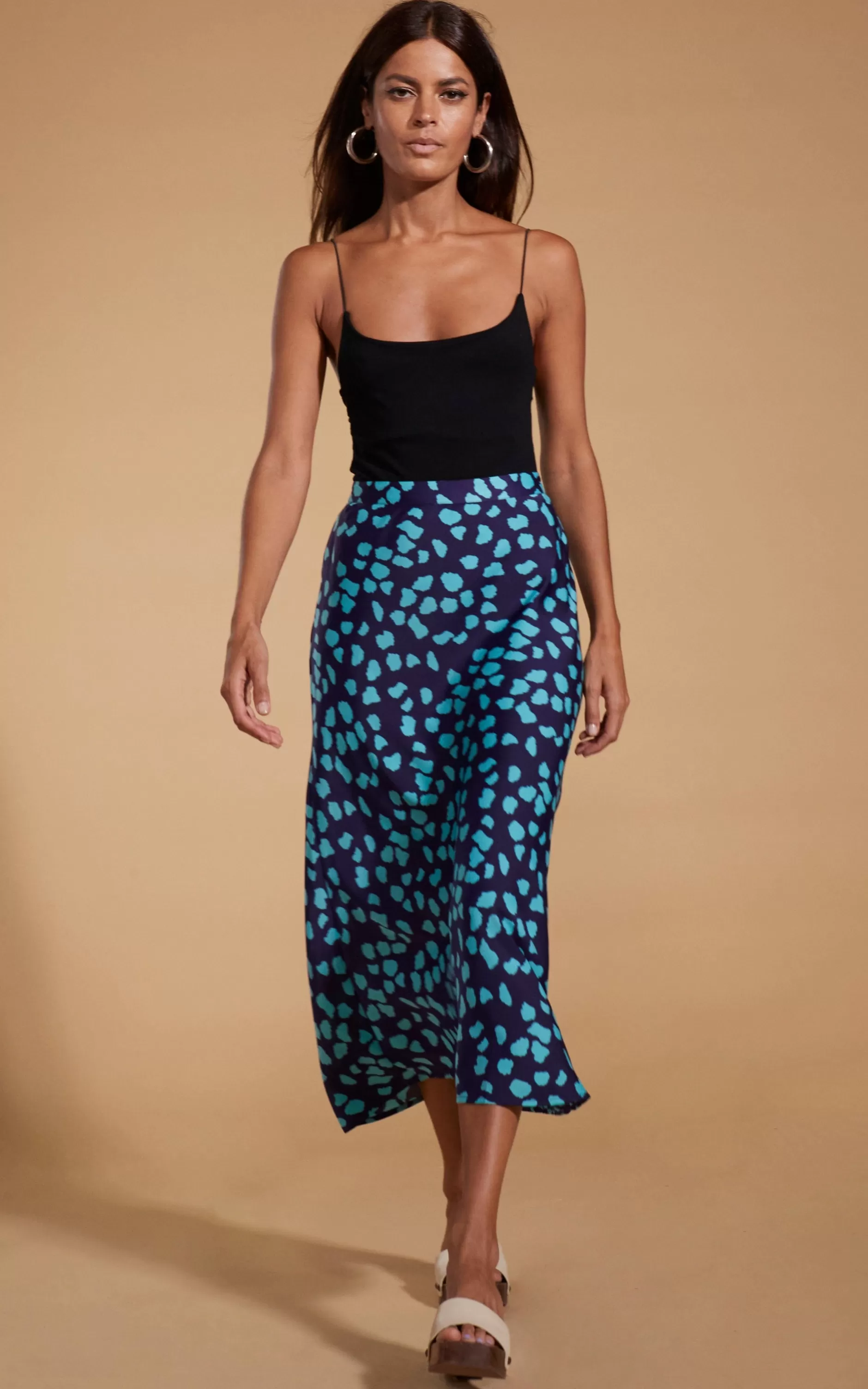 Dancing Leopard Renzo Skirt In Ice Blue On Navy Cloud>Women Skirts