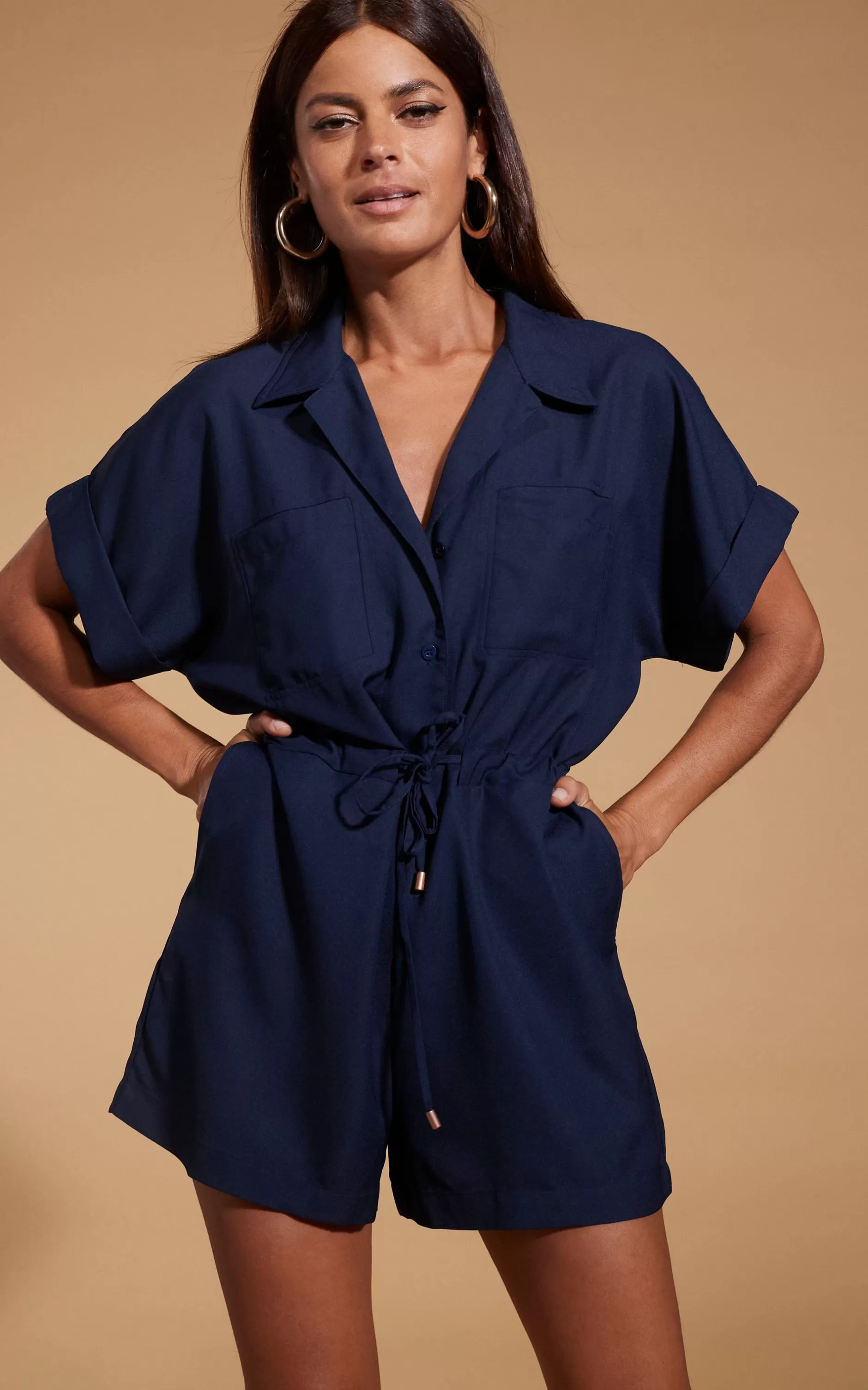 Dancing Leopard Rizzo Shirt Playsuit In Navy>Women Playsuits