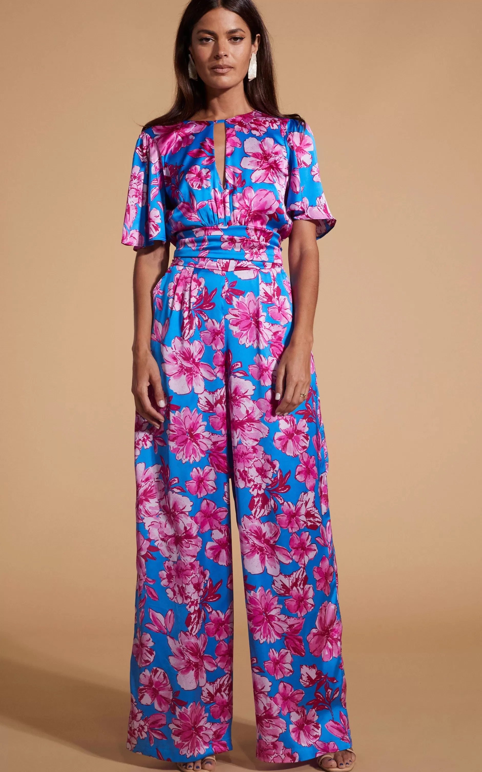 Dancing Leopard Savannah Jumpsuit In Pink On Blue Floral>Women Jumpsuits