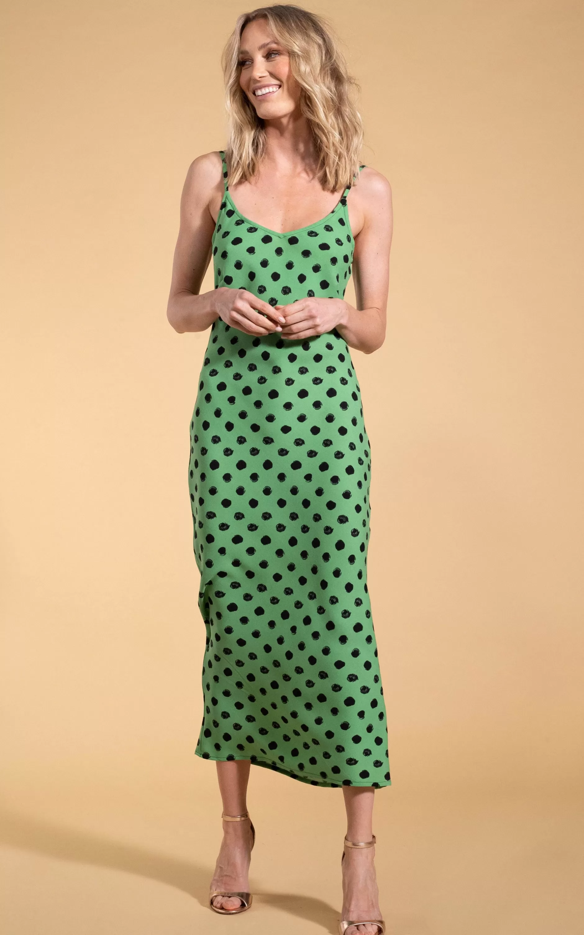 Dancing Leopard Sienna Midaxi Dress In Green Polka Dot>Women Dresses