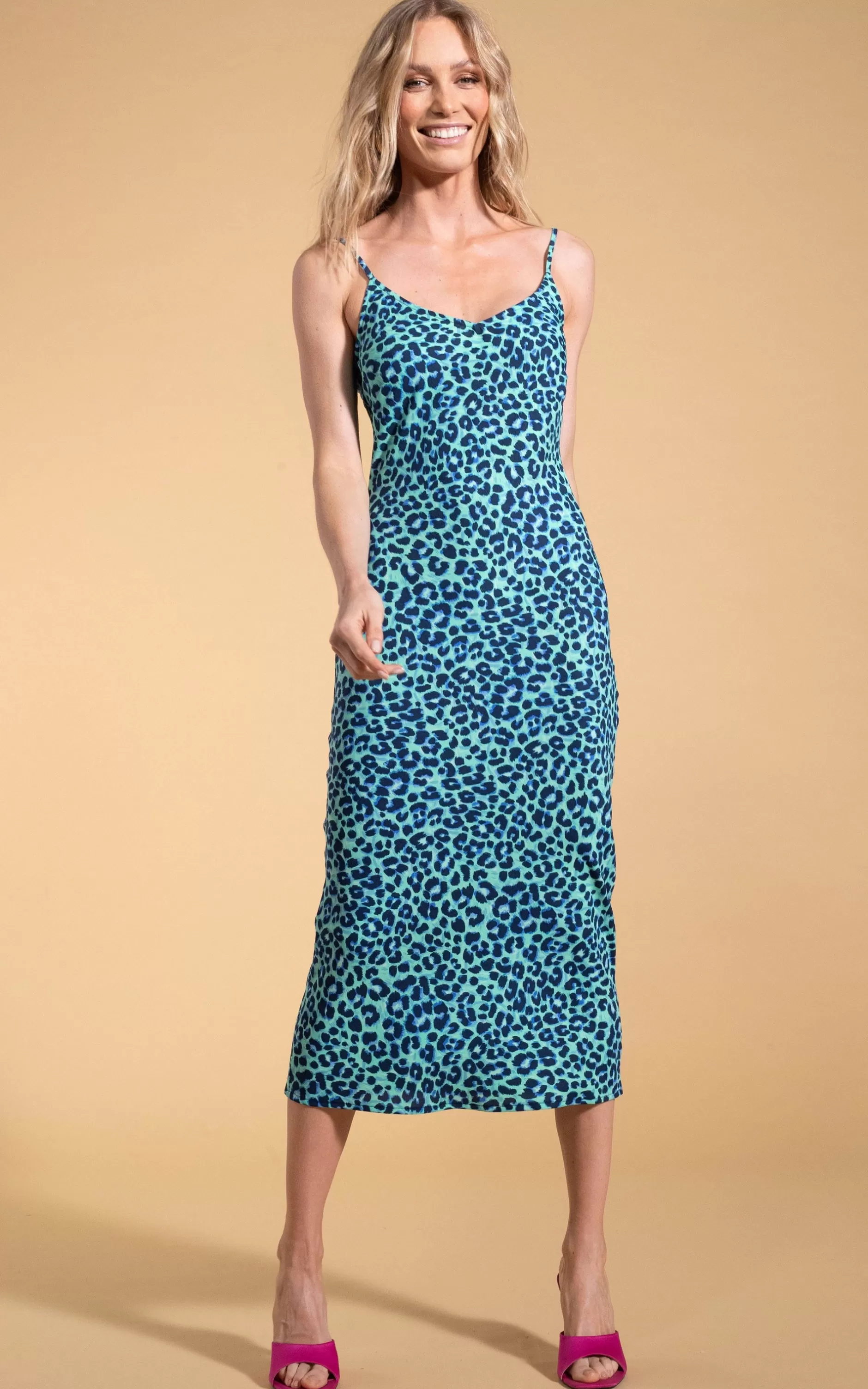 Dancing Leopard Sienna Midaxi Dress In Turquoise Leopard>Women Dresses