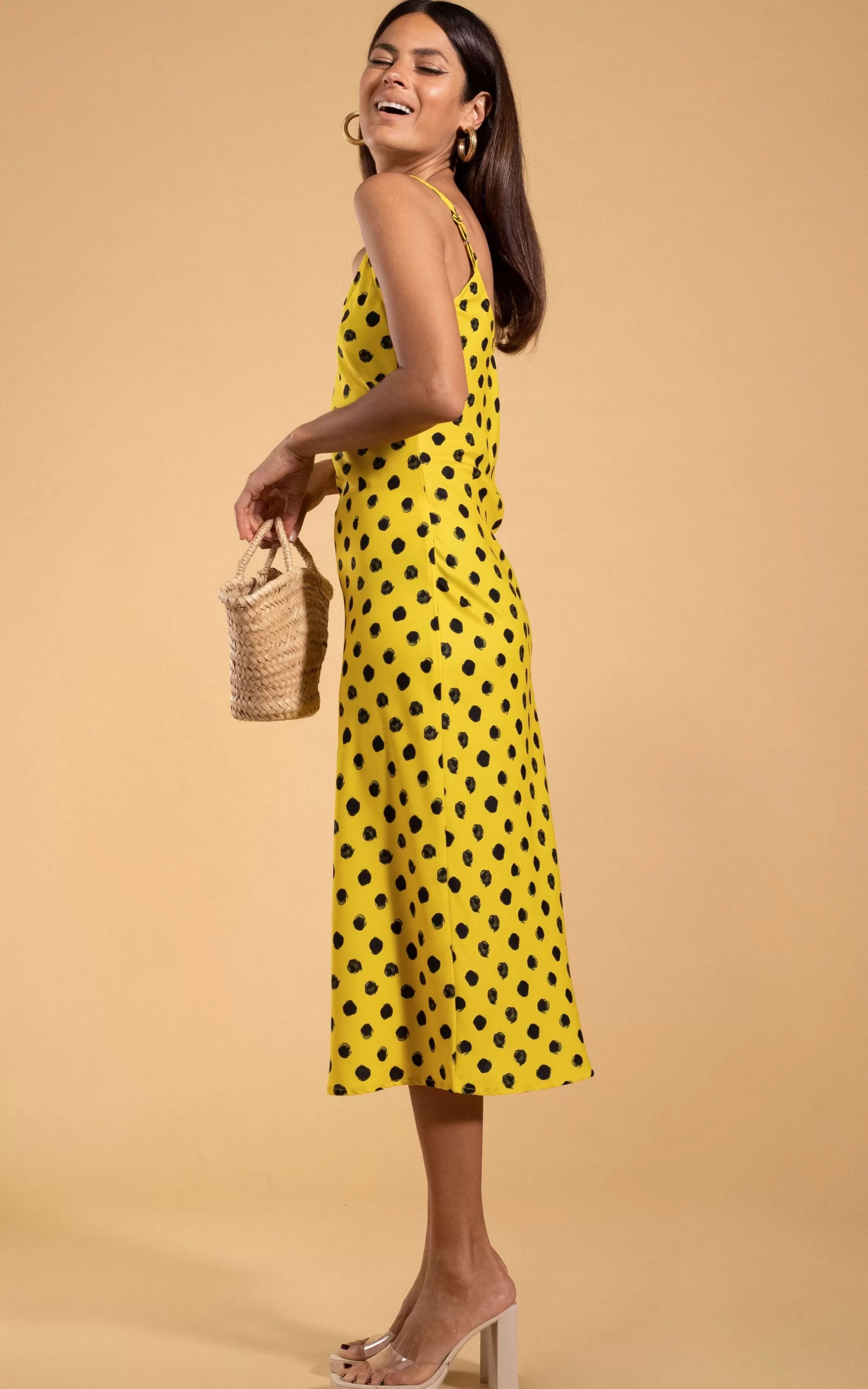 Dancing Leopard Sienna Midaxi Dress In Yellow Polka Dot>Women Dresses