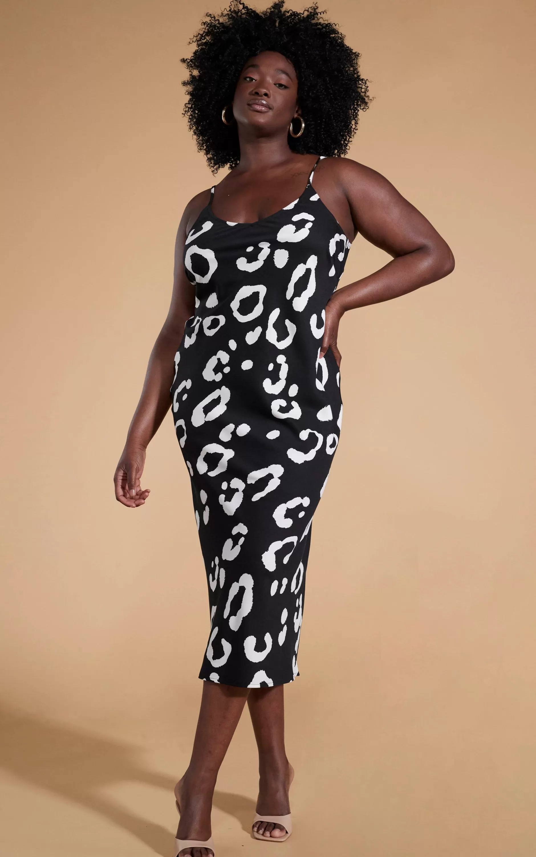 Dancing Leopard Sienna Midaxi Slip Dress In Oversized Mono Leopard>Women Dresses