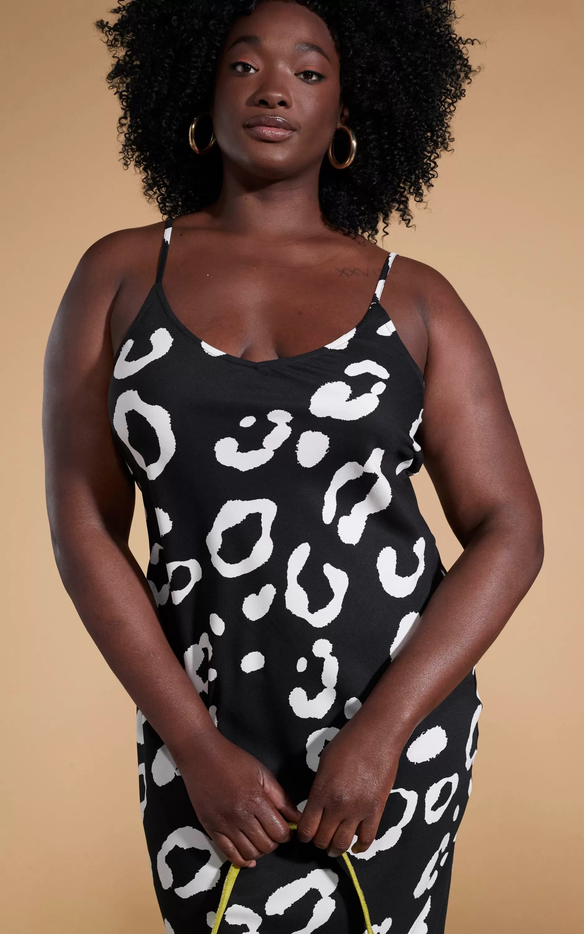 Dancing Leopard Sienna Midaxi Slip Dress In Oversized Mono Leopard>Women Dresses