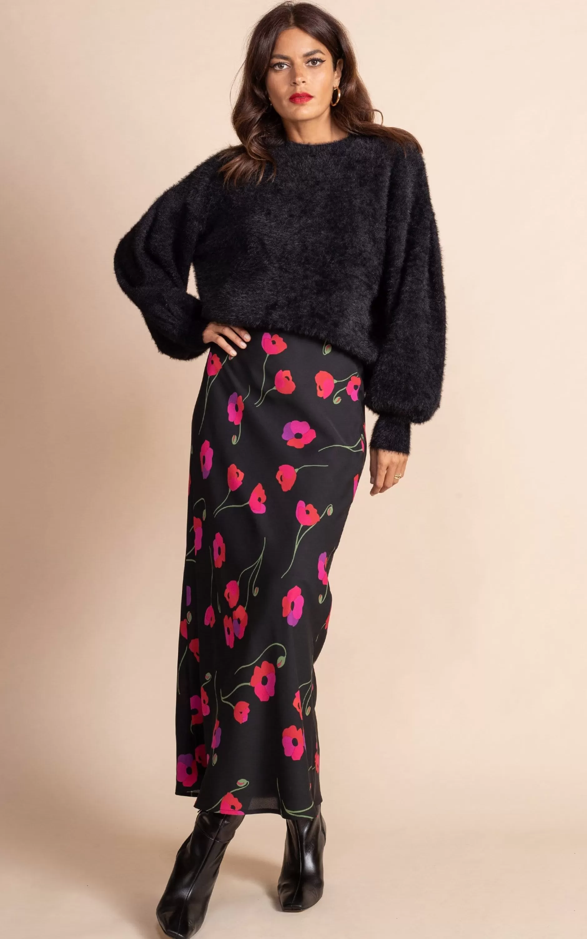 Dancing Leopard Sophie Skirt In Poppies On Black>Women Skirts