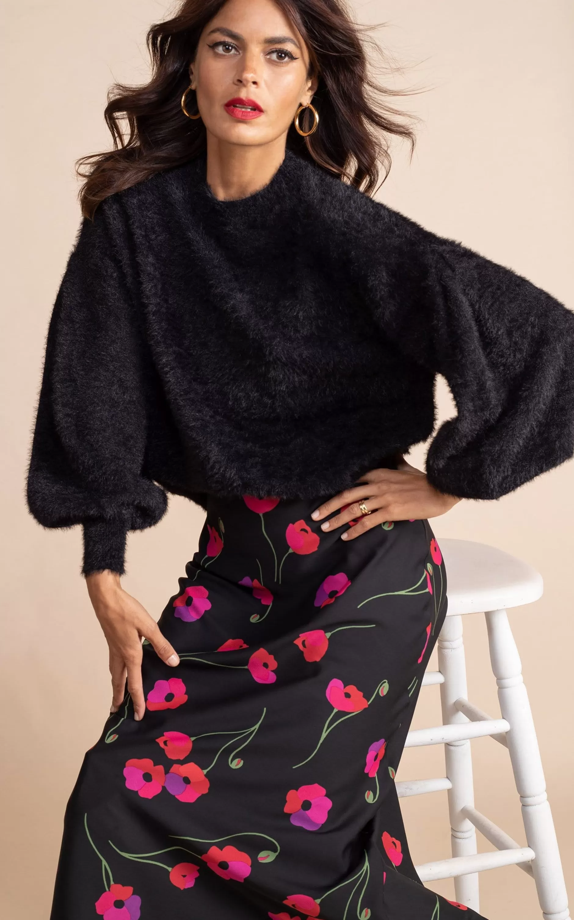 Dancing Leopard Sophie Skirt In Poppies On Black>Women Skirts