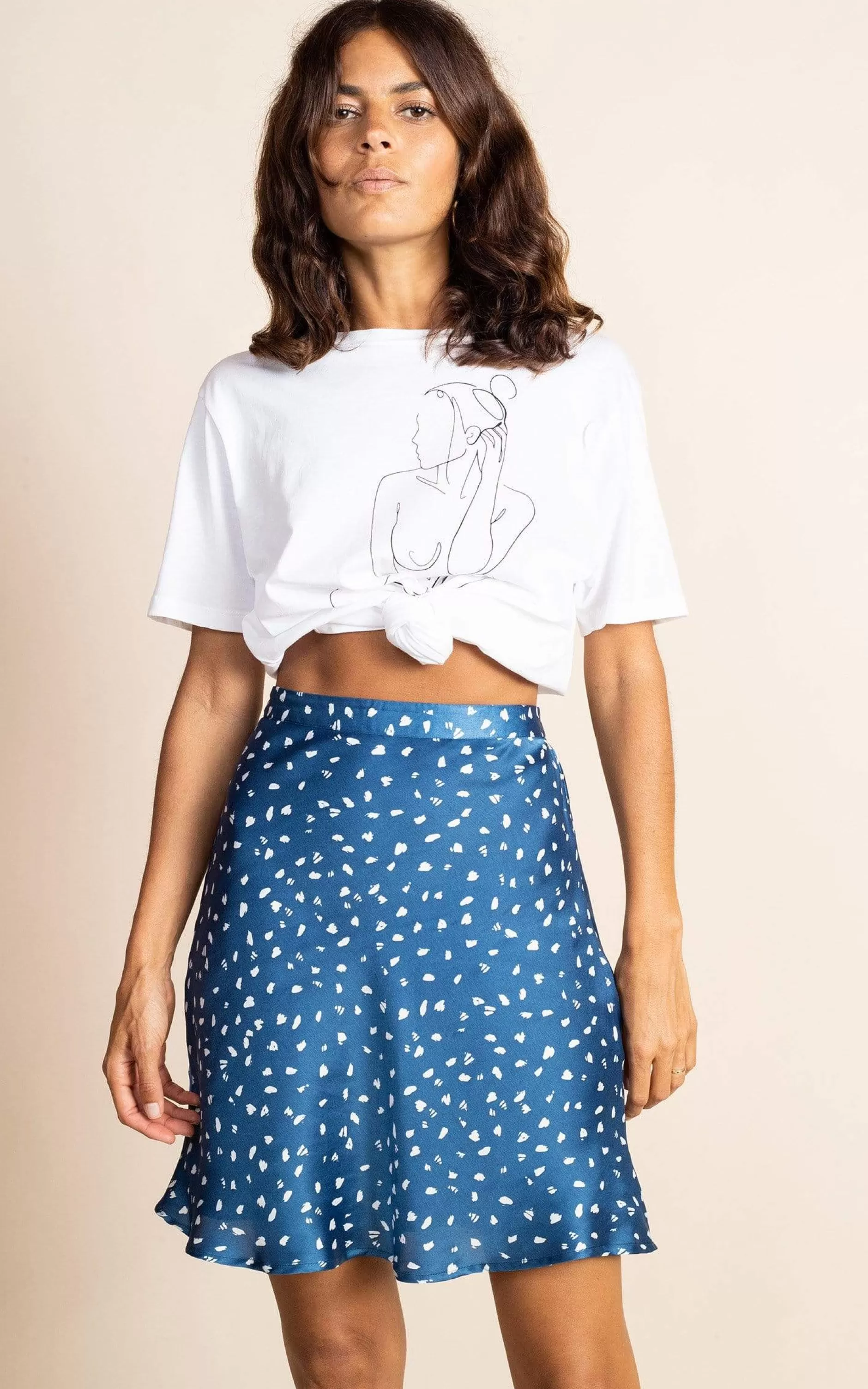 Dancing Leopard Stevie Mini Skirt In Abstract White On Navy>Women Skirts