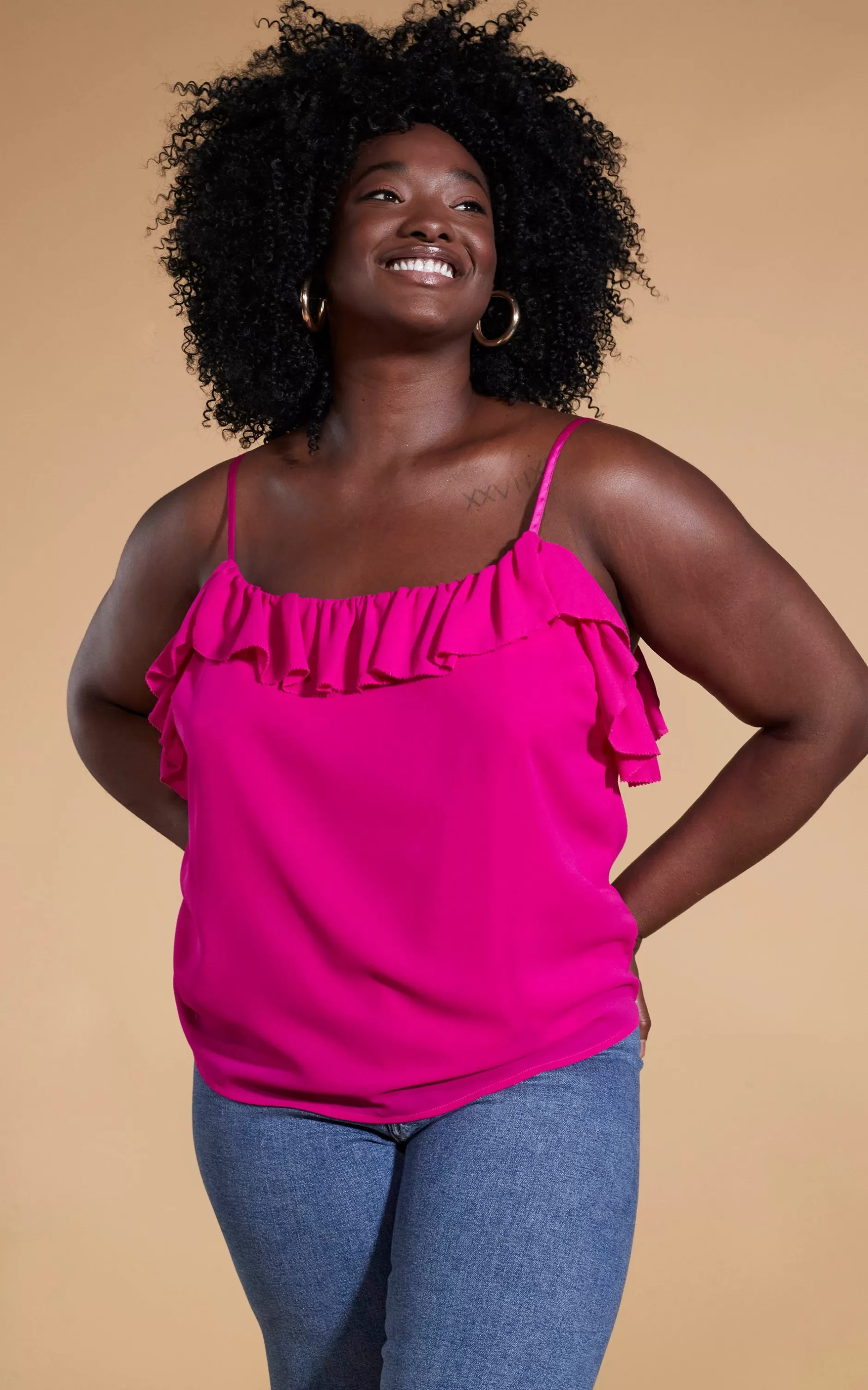 Dancing Leopard Susie Frill Cami Top In Magenta>Women Tops