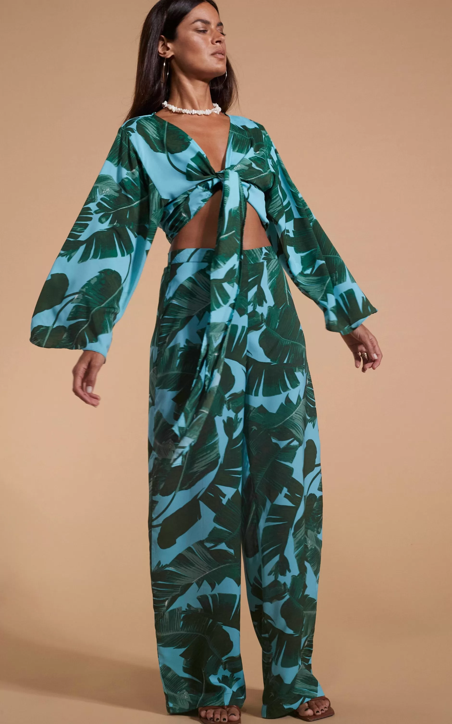 Dancing Leopard Takumi Top In Vintage Palm Blue Base>Women Tops