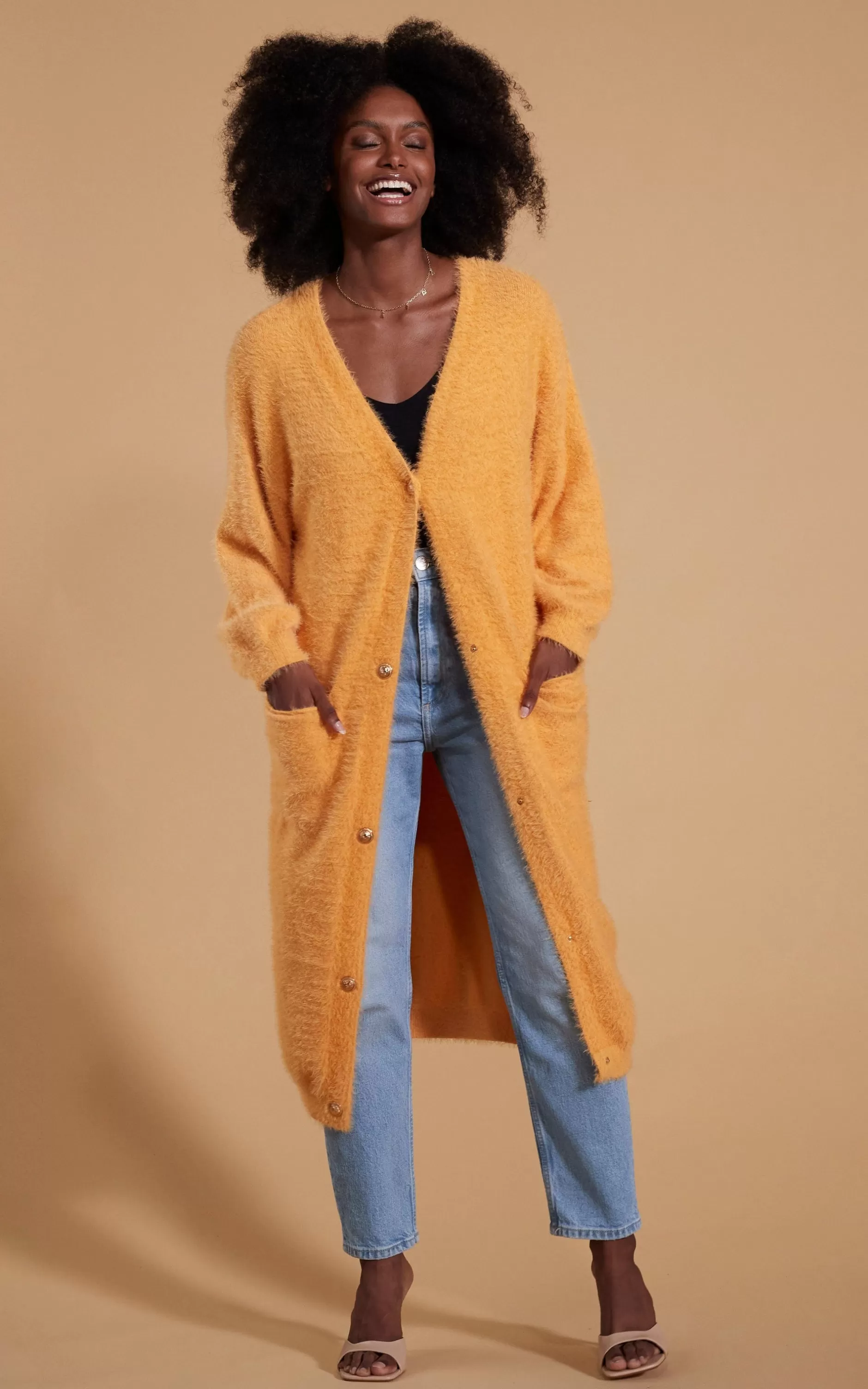 Dancing Leopard Taylor Longline Cardigan In Apricot>Women Knitwear