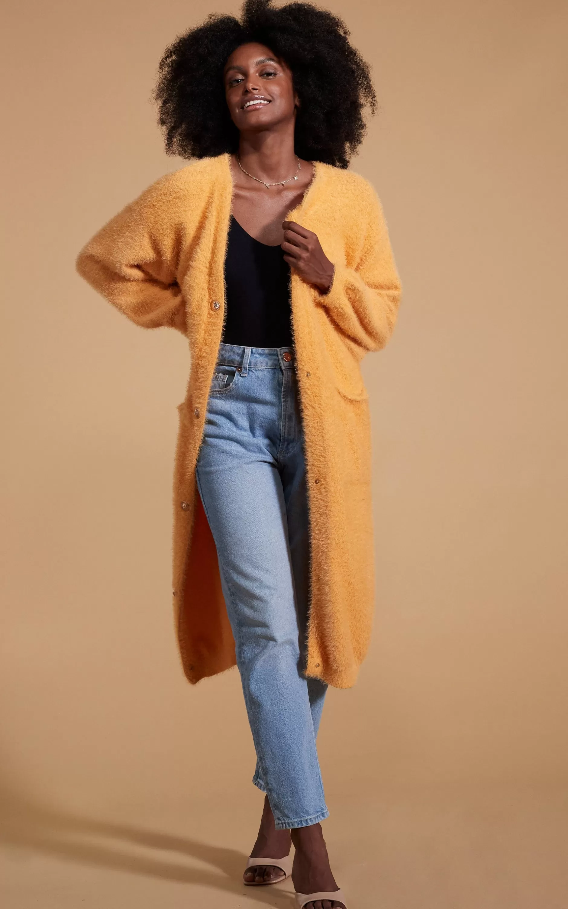 Dancing Leopard Taylor Longline Cardigan In Apricot>Women Knitwear