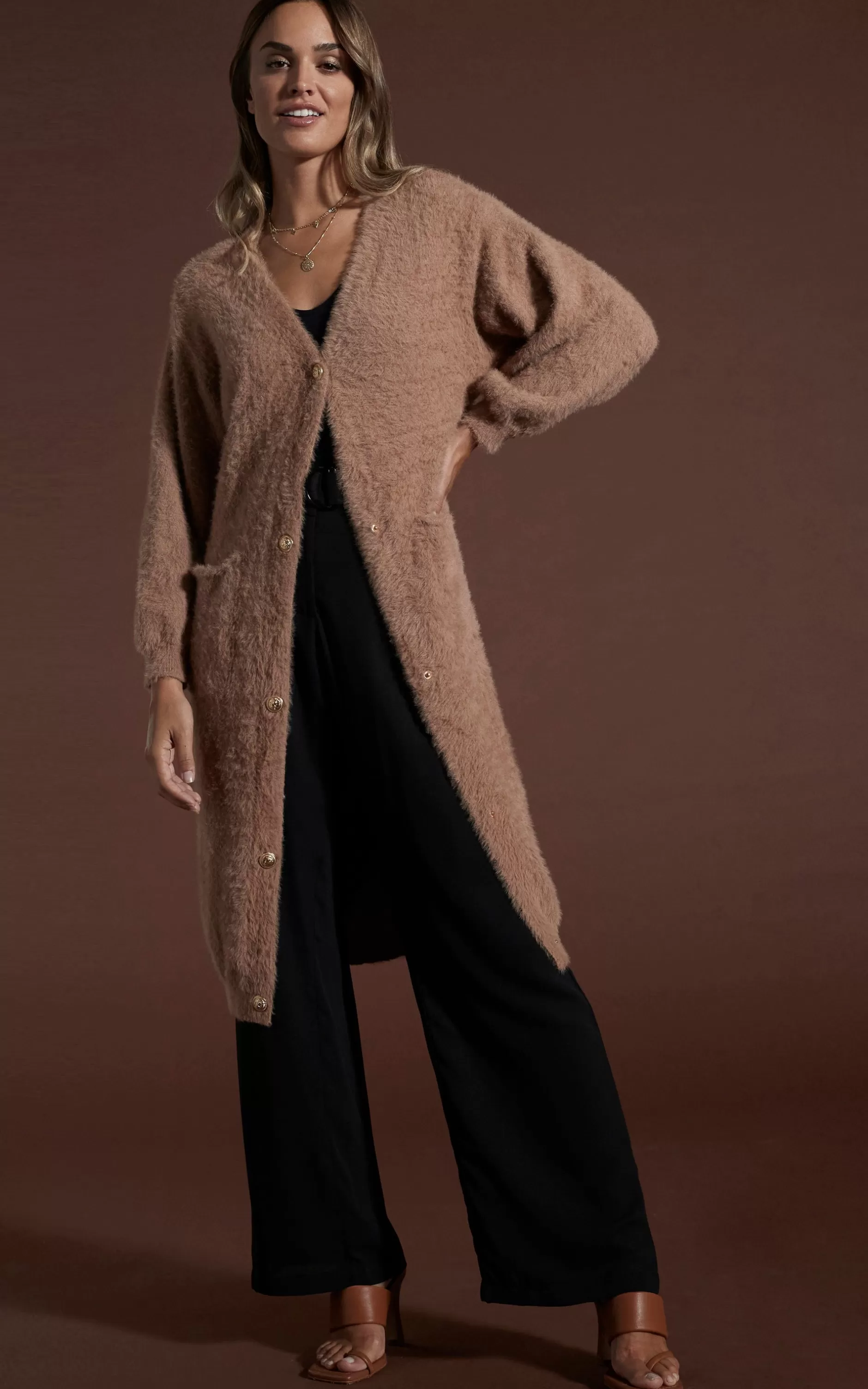 Dancing Leopard Taylor Longline Cardigan In Mocha>Women Knitwear