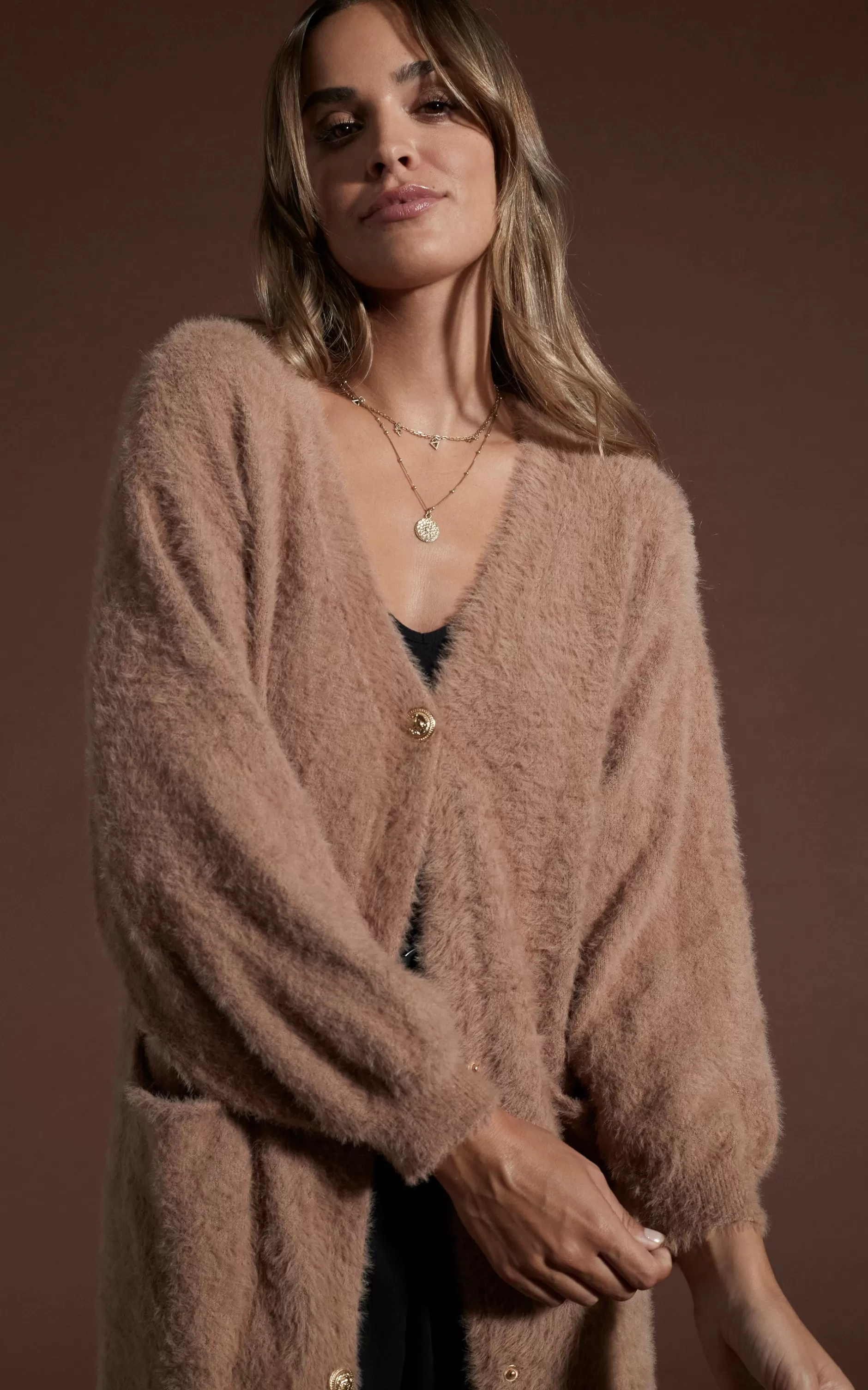 Dancing Leopard Taylor Longline Cardigan In Mocha>Women Knitwear