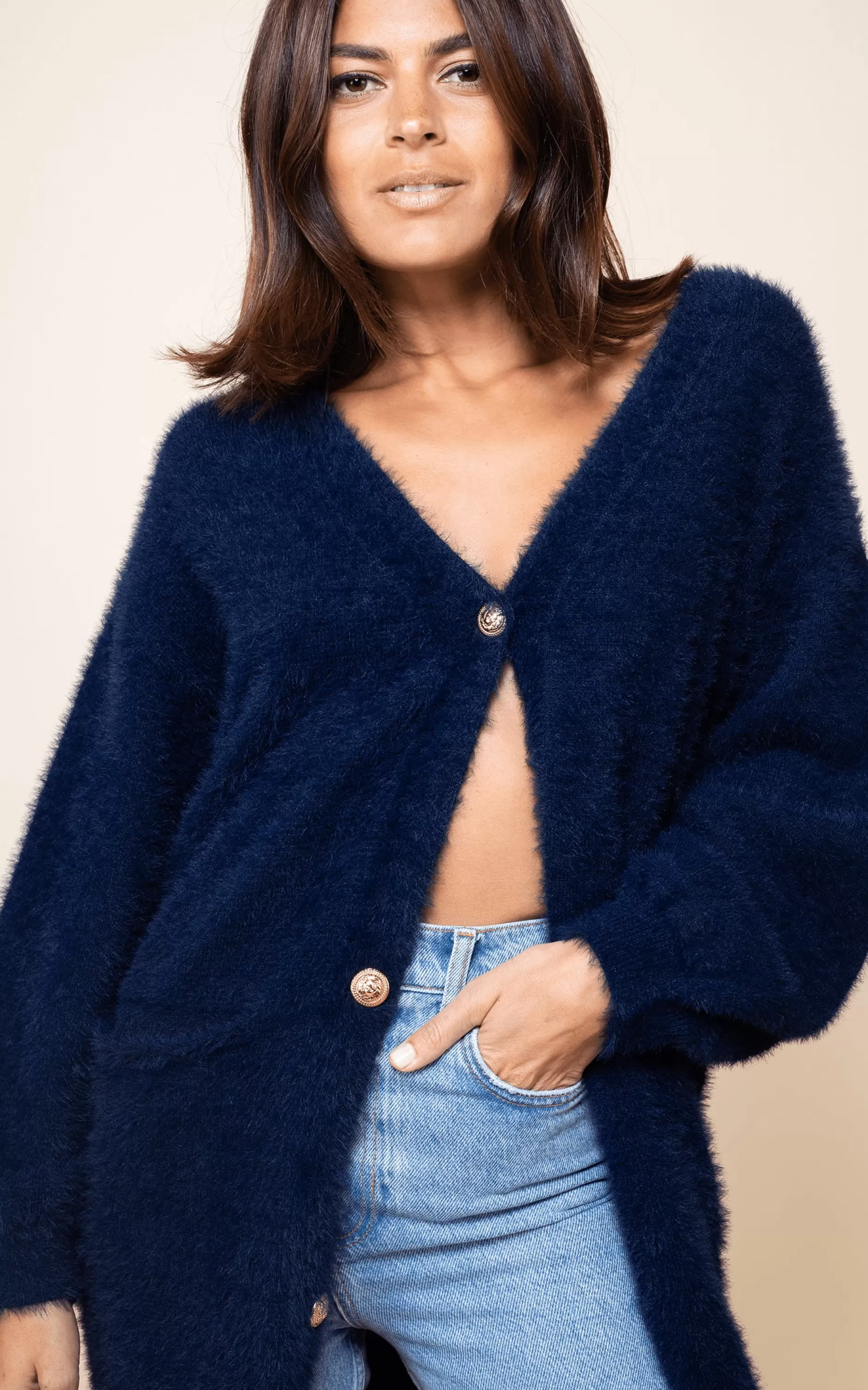 Dancing Leopard Taylor Longline Cardigan In Navy>Women Knitwear
