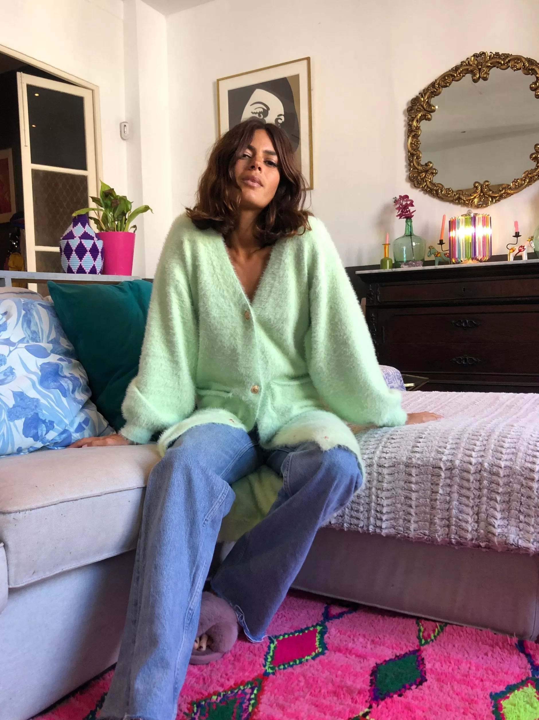 Dancing Leopard Taylor Longline Cardigan In Pastel Green>Women Knitwear