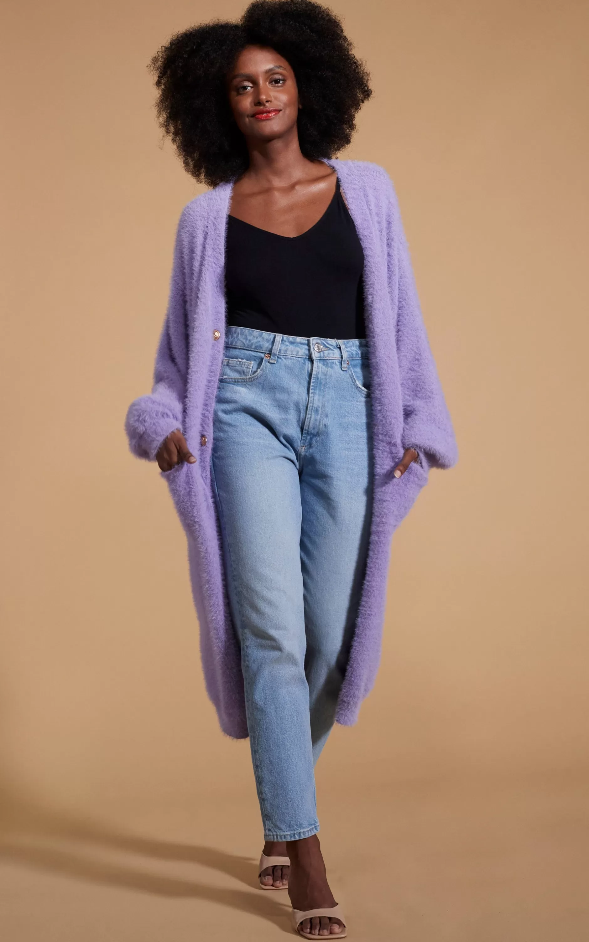 Dancing Leopard Taylor Longline Cardigan In Pastel Purple>Women Knitwear