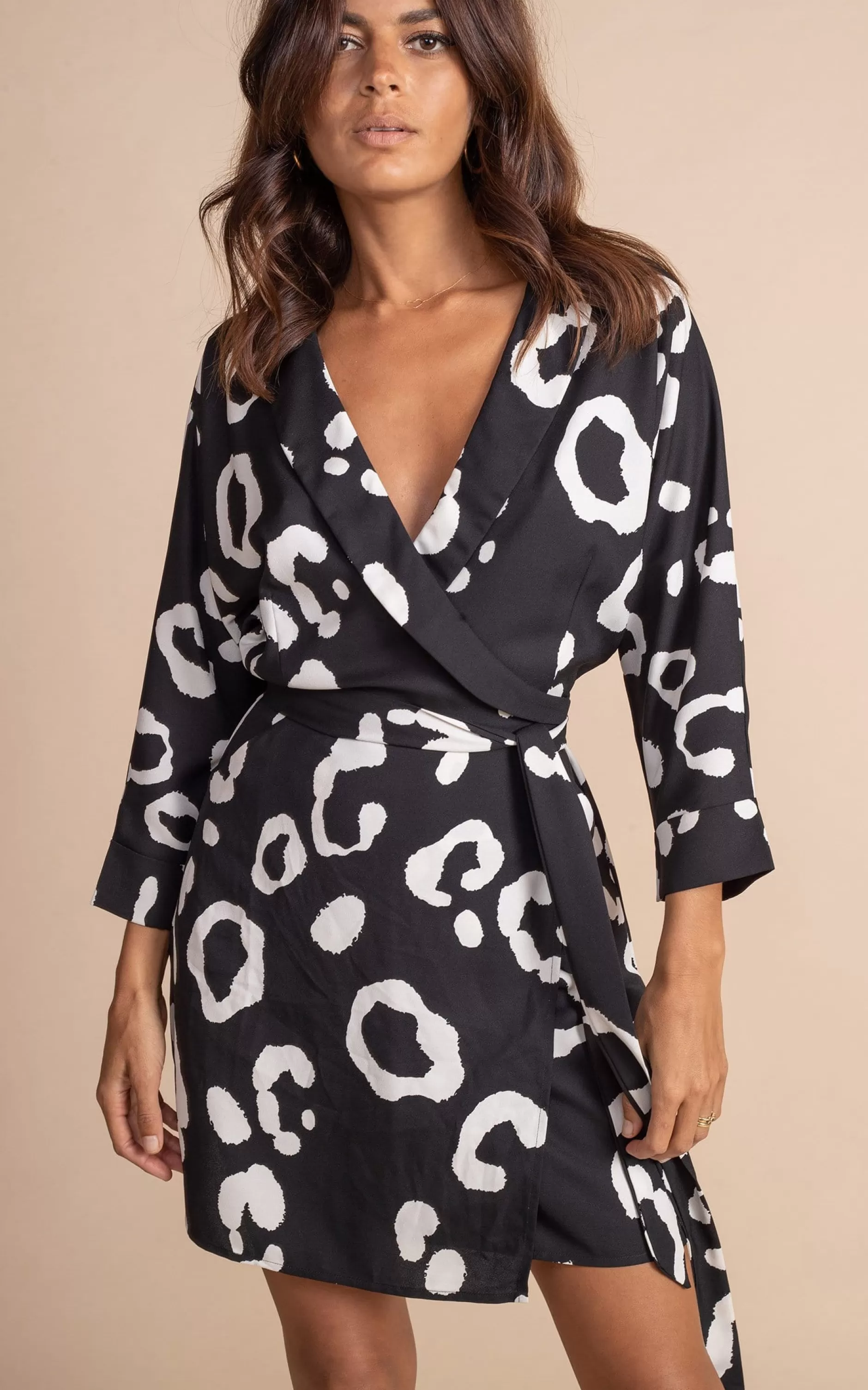 Dancing Leopard Valley Mini Dress In Oversized Mono Leopard>Women Dresses