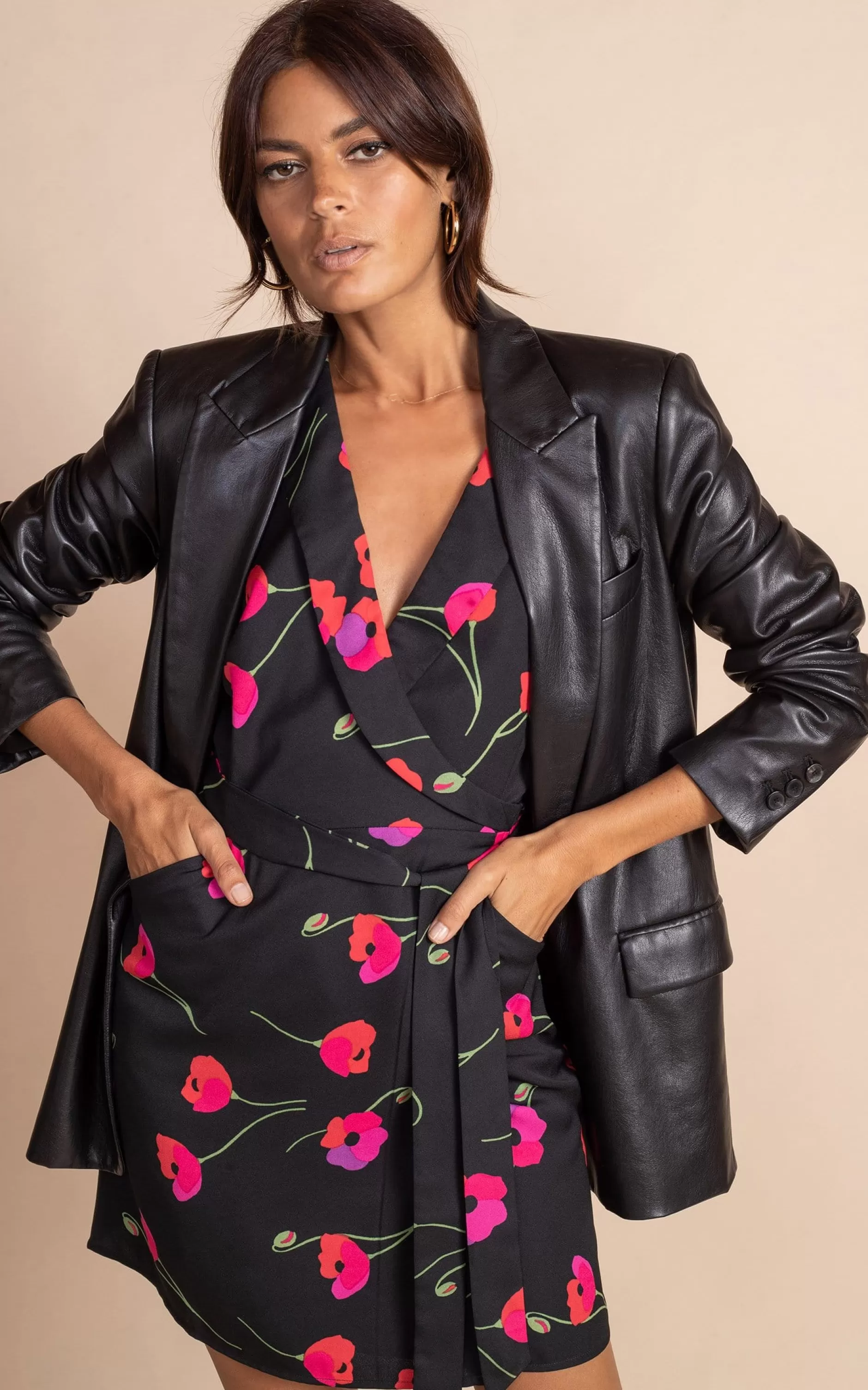 Dancing Leopard Valley Mini Dress In Poppies On Black>Women Dresses