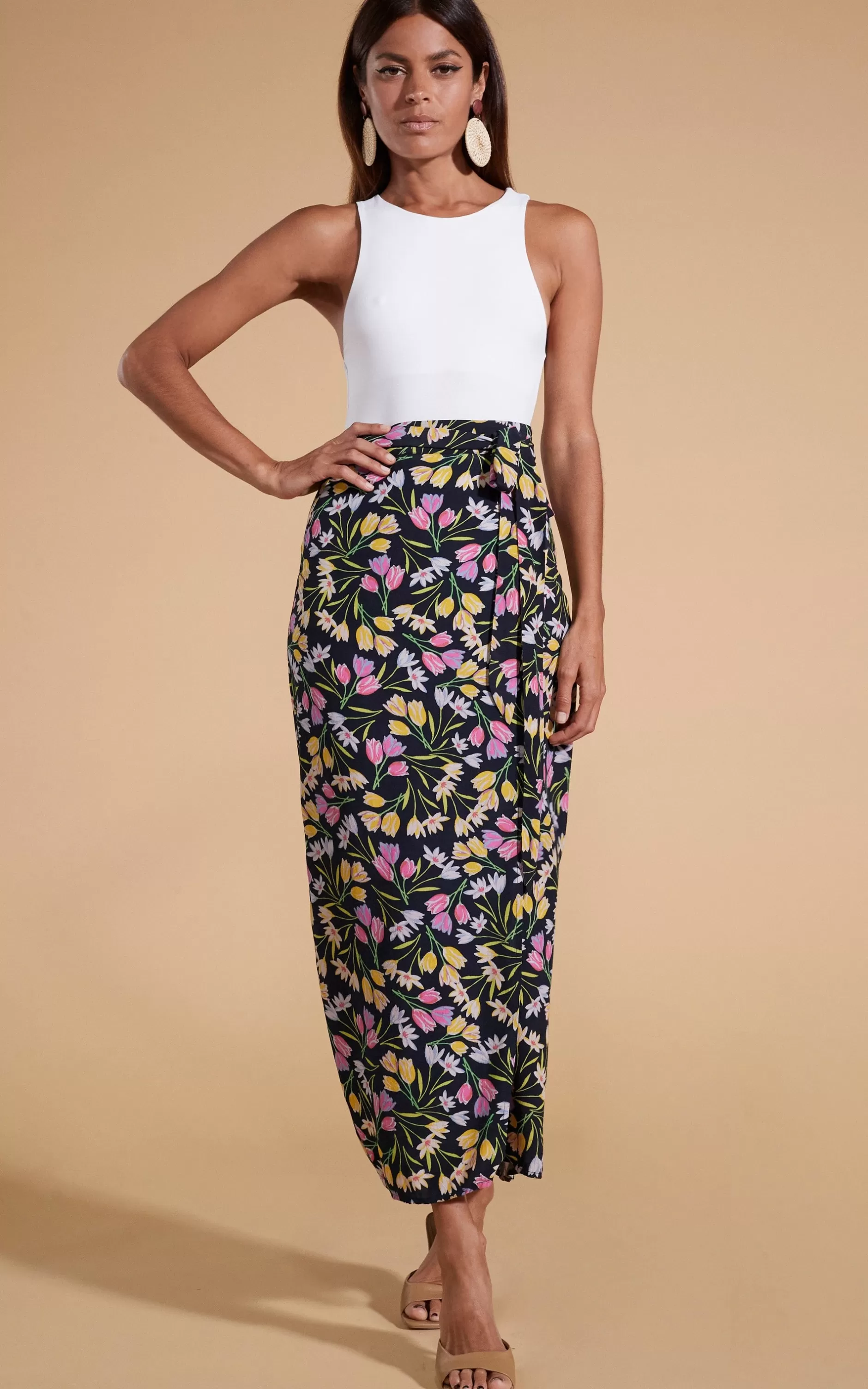 Dancing Leopard Whitney Maxi Wrap Skirt In Citrus Tulip>Women Skirts