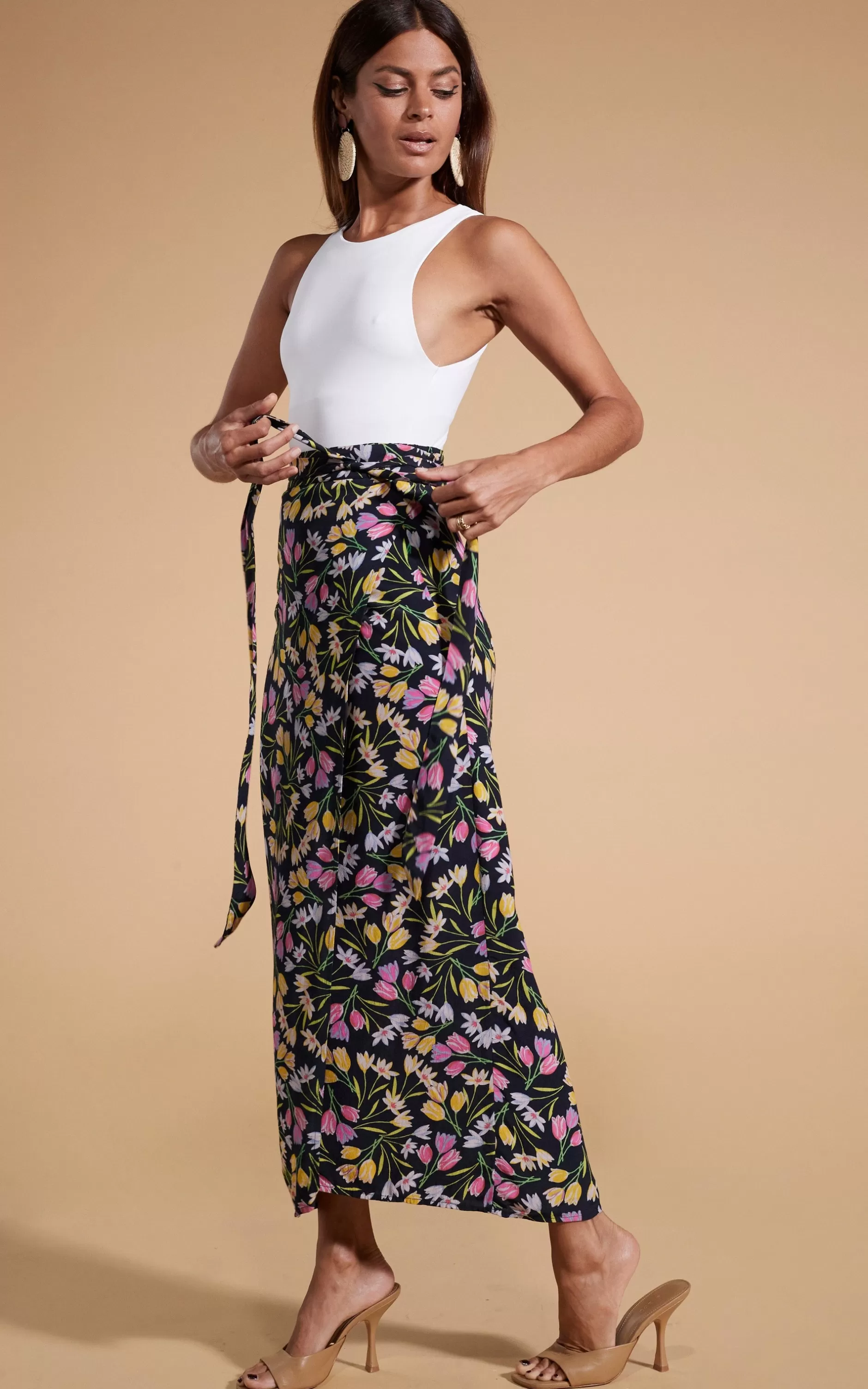 Dancing Leopard Whitney Maxi Wrap Skirt In Citrus Tulip>Women Skirts