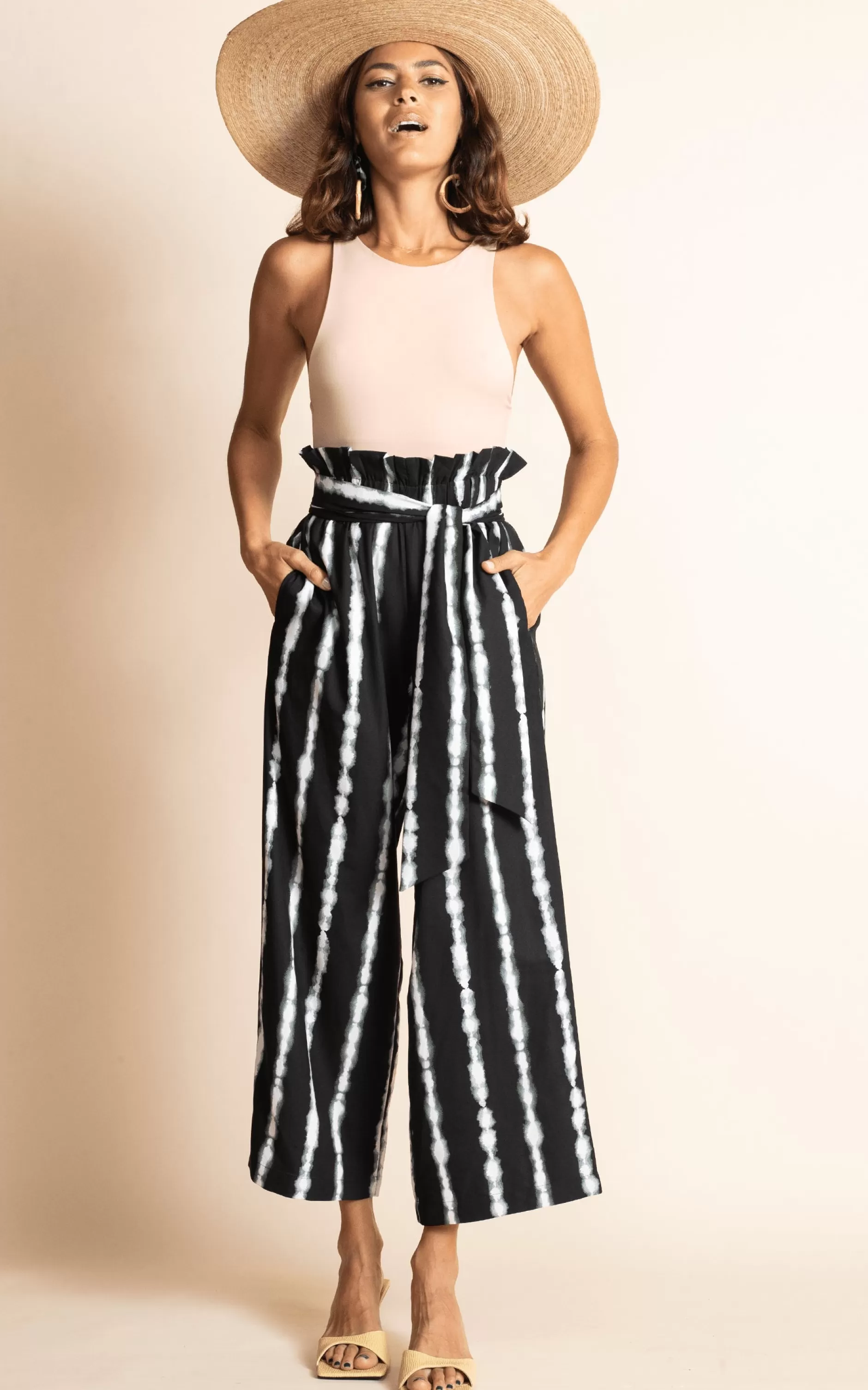 Dancing Leopard Winnie Trouser In Tie Dye Black And White Stripe>Women Trousers