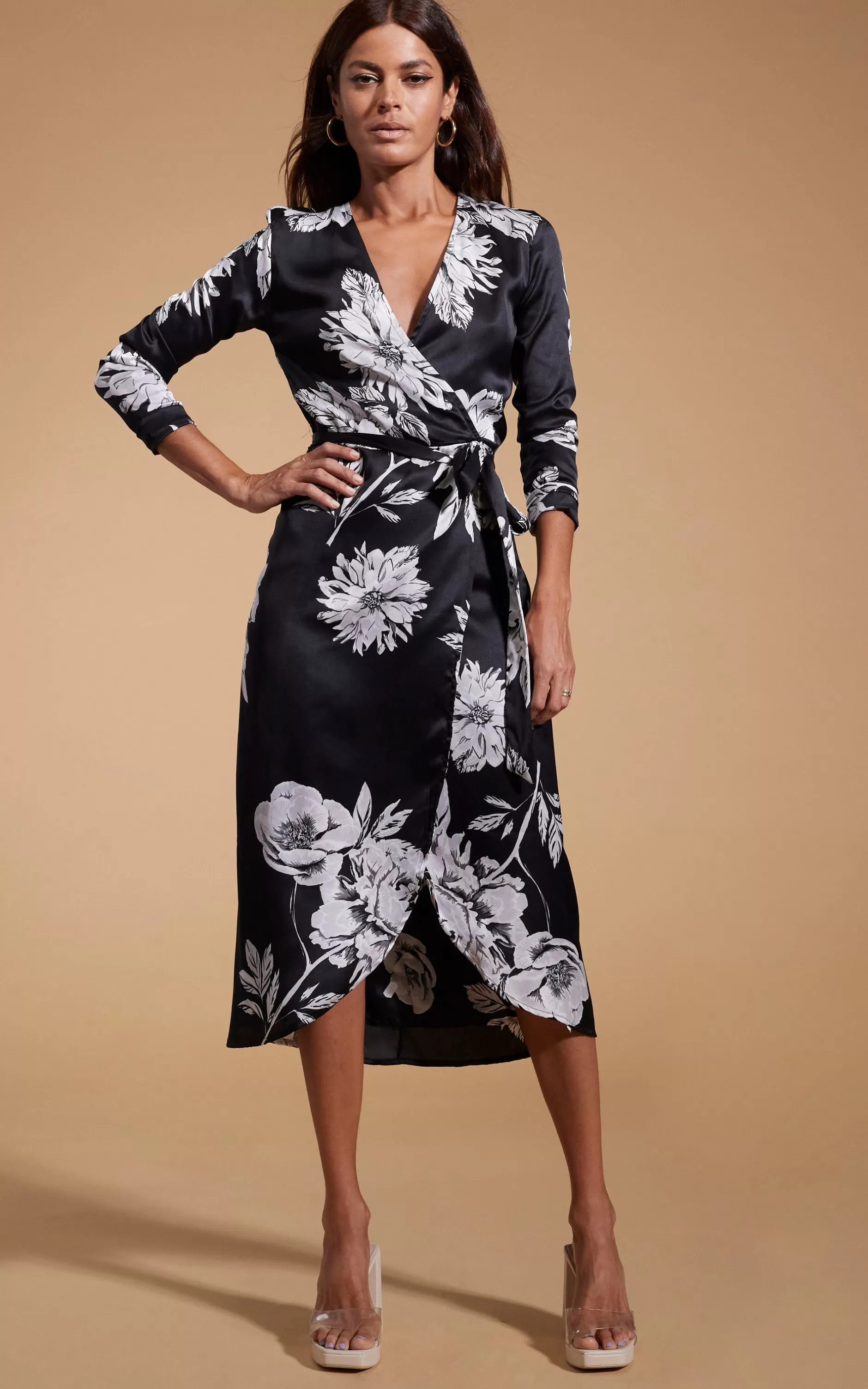 Dancing Leopard Yondal Dress In Black & White Peony>Women Dresses