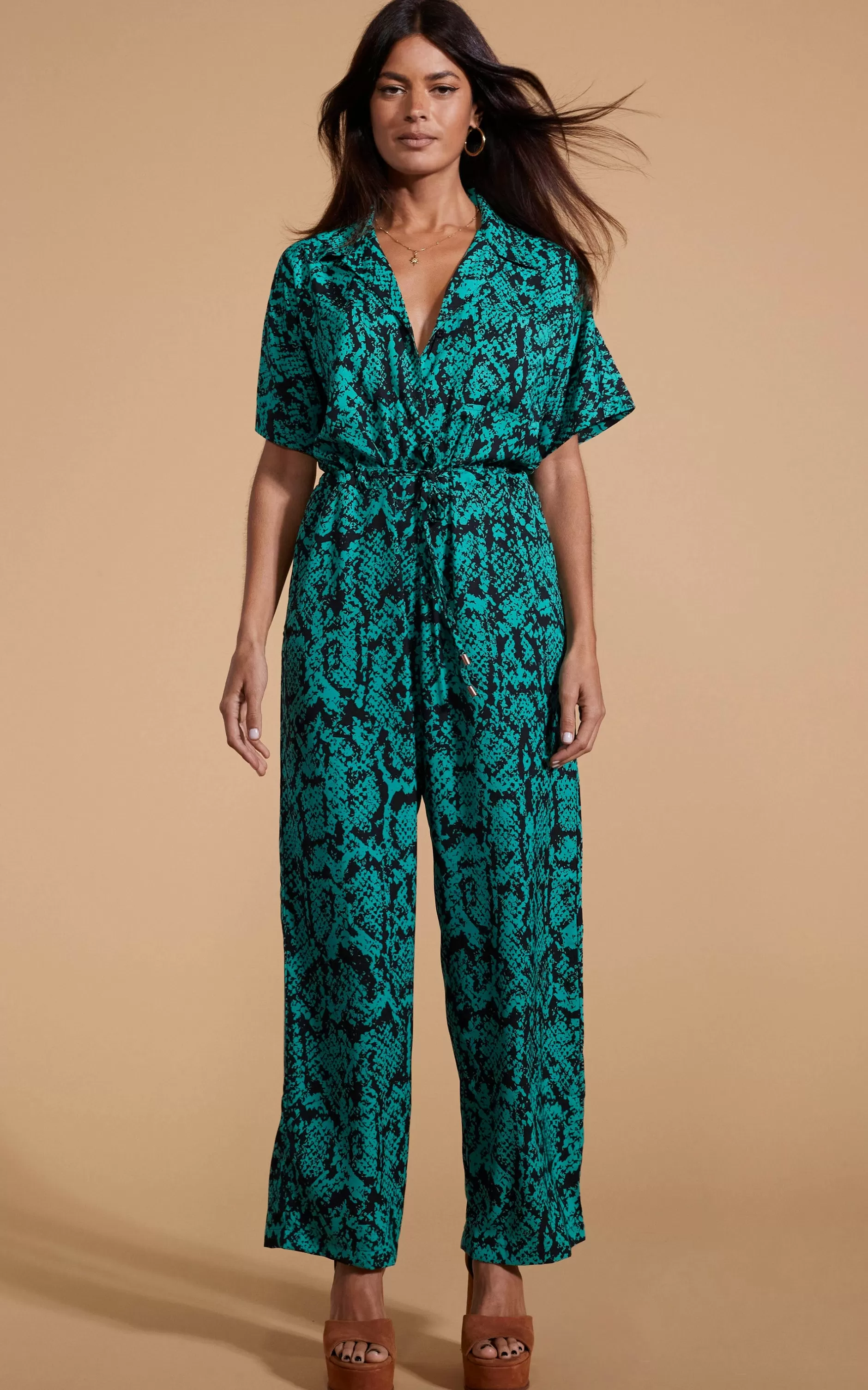 Dancing Leopard Zeta Jumpsuit In Green Snake>Women Jumpsuits