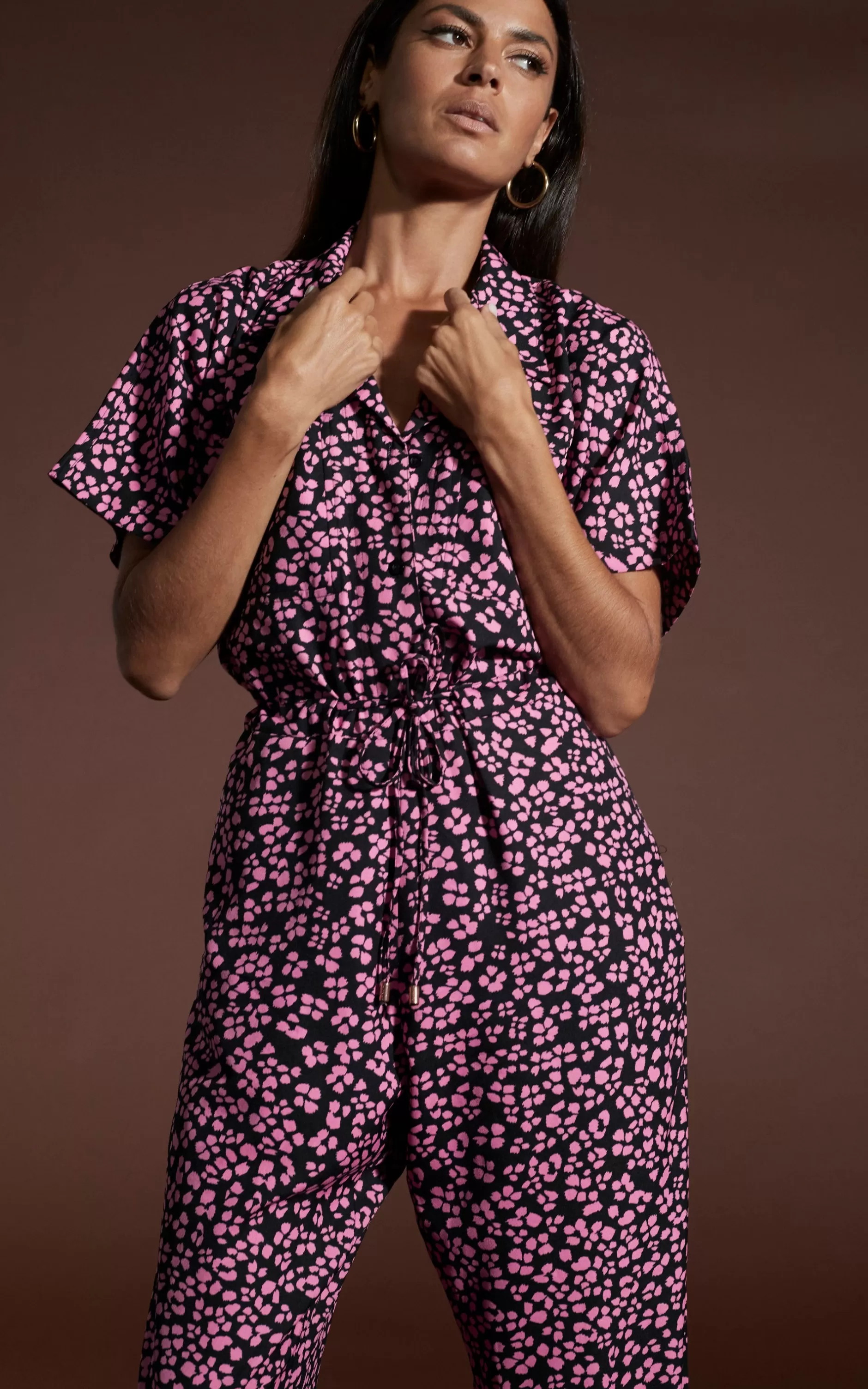 Dancing Leopard Zeta Jumpsuit In Pink On Black Leopard>Women Jumpsuits