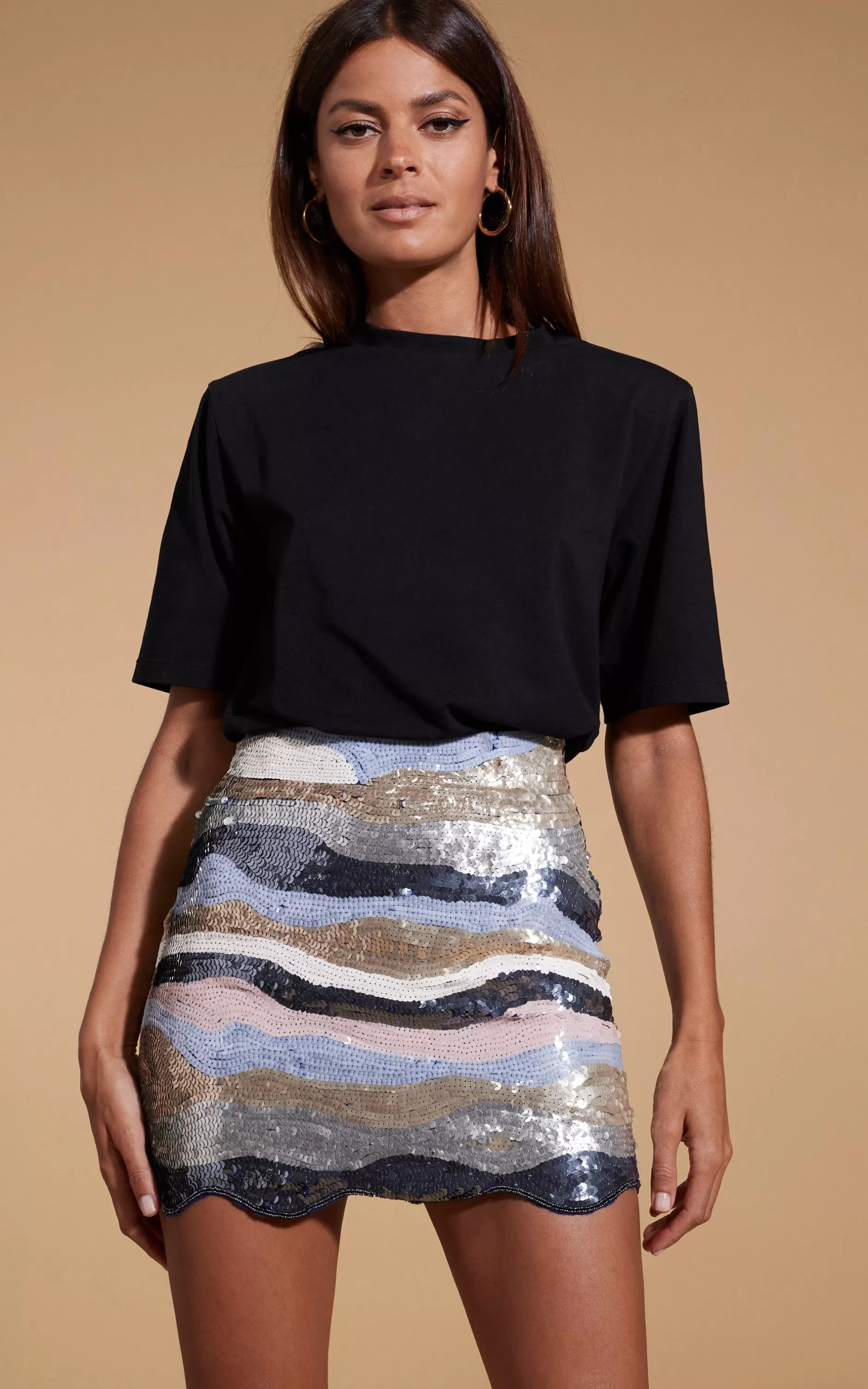 Dancing Leopard Zinnea Sequin Mini Skirt In Pastel Rainbow>Women Skirts