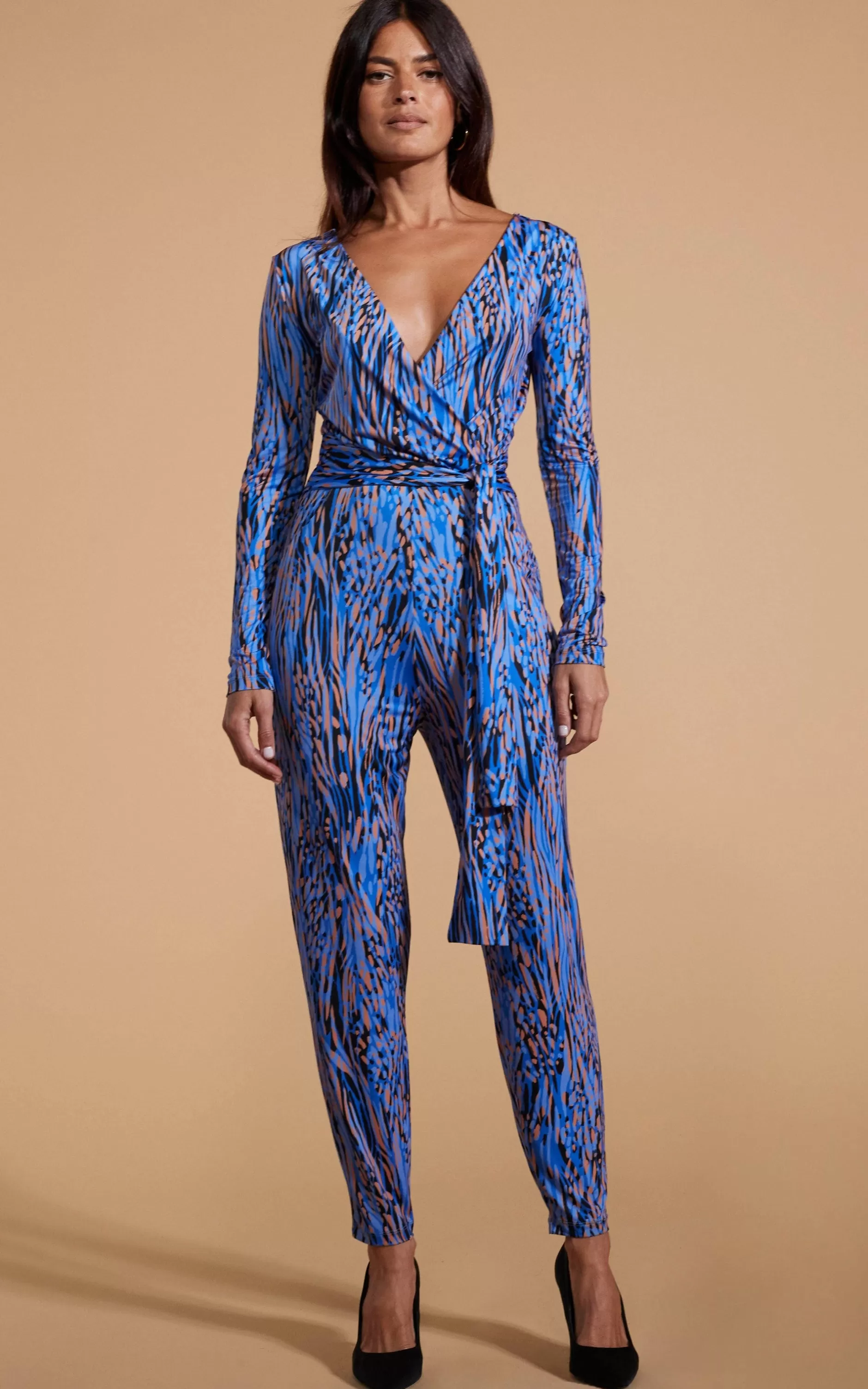 Dancing Leopard Zion Slinky Jumpsuit In Brushed Blue Leopard>Women Jumpsuits