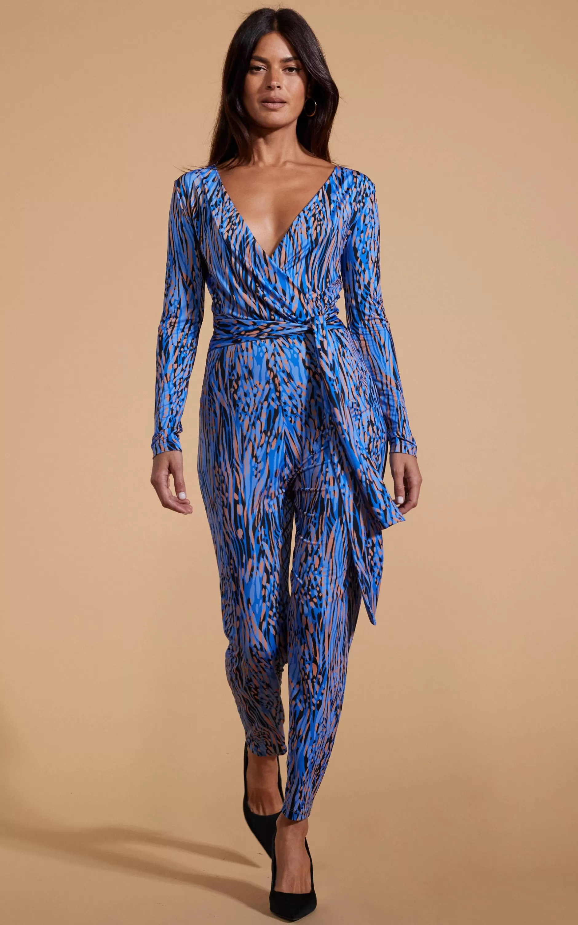 Dancing Leopard Zion Slinky Jumpsuit In Brushed Blue Leopard>Women Jumpsuits